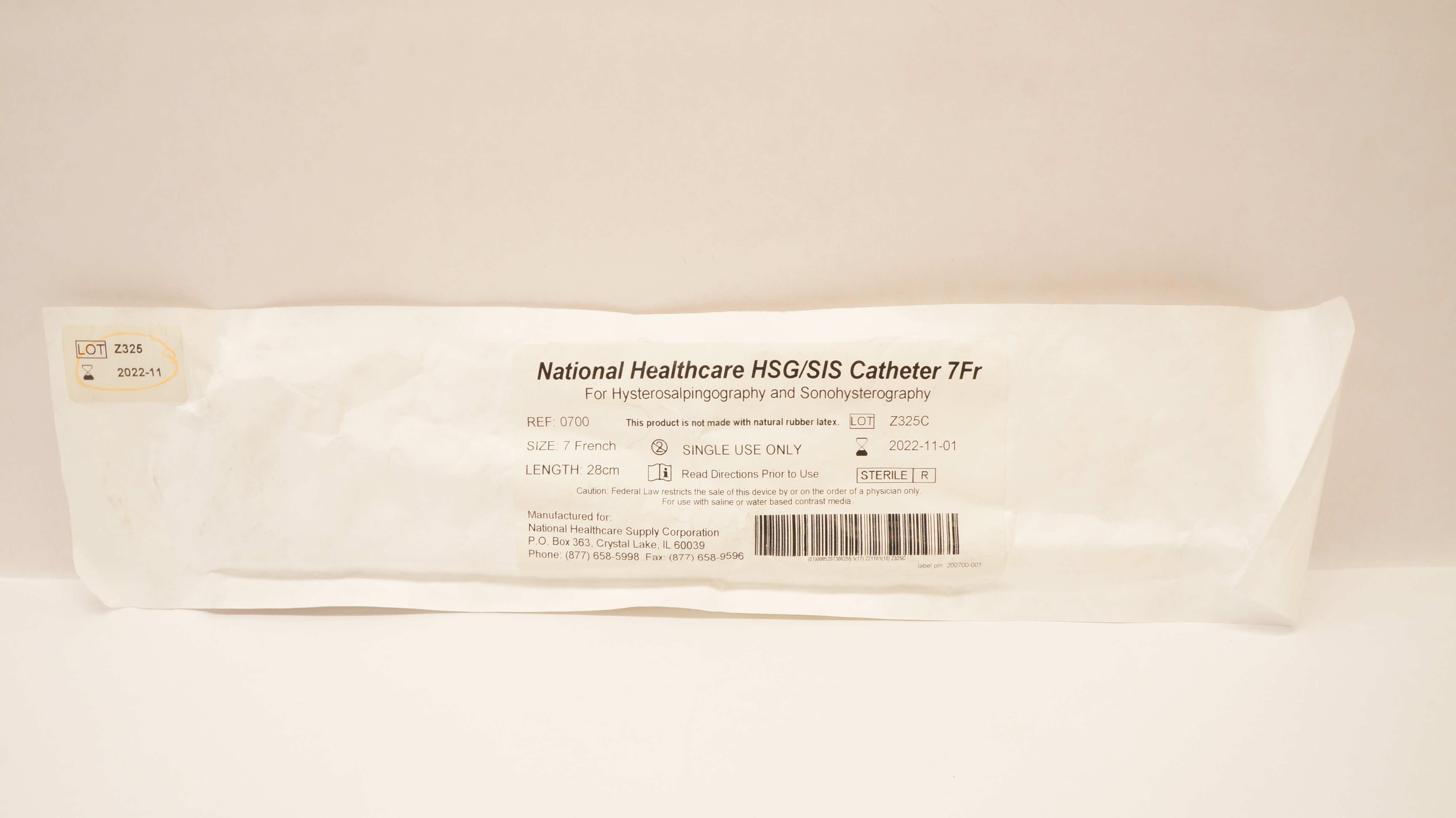 National Healthcare 0700 HSG/SIS Catheter 7Fr (x)