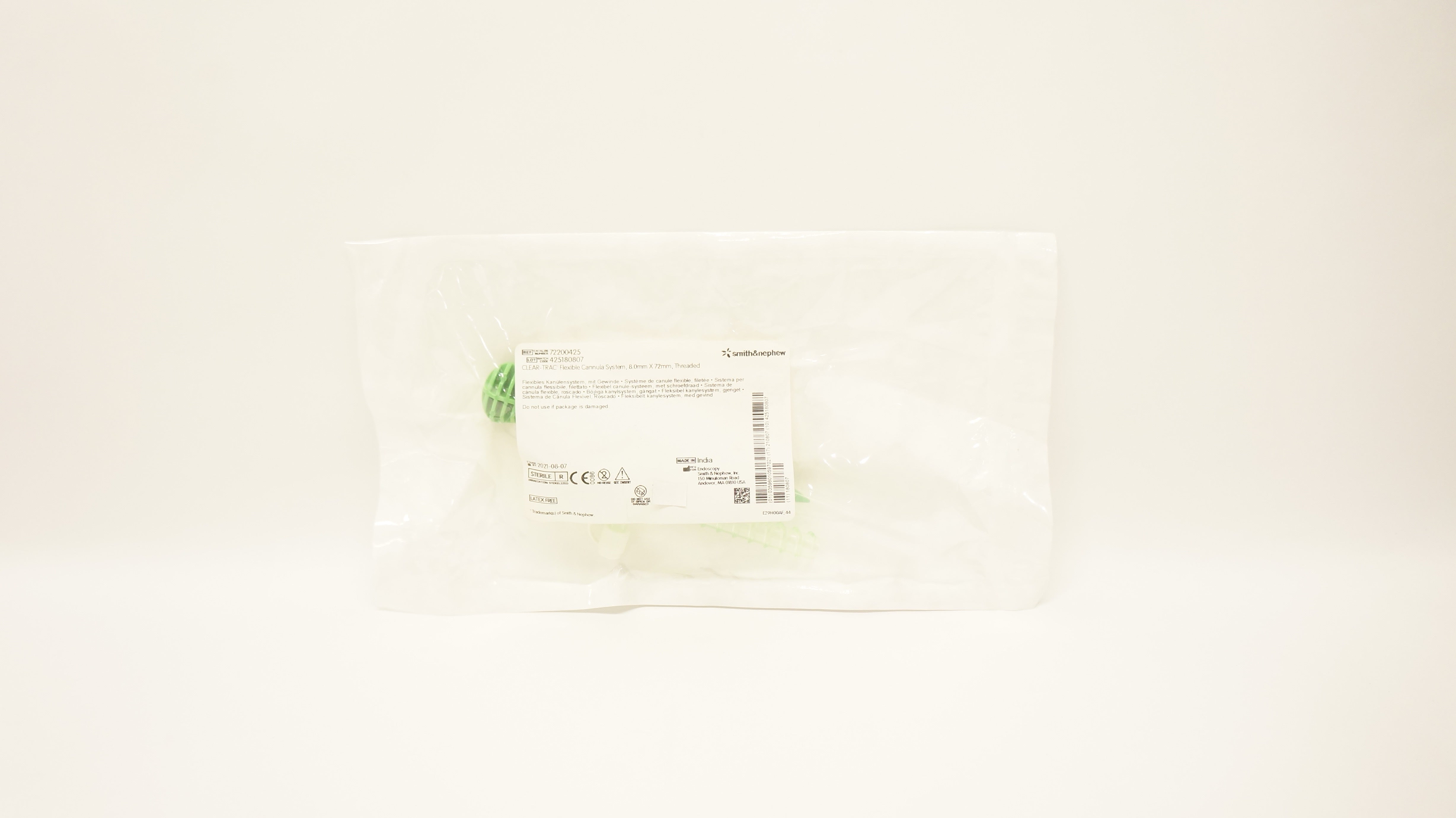 Smith&Nephew 72200425 Clear-Trac Flexible Cannula System 8.0mm x72mm Threaded(x)