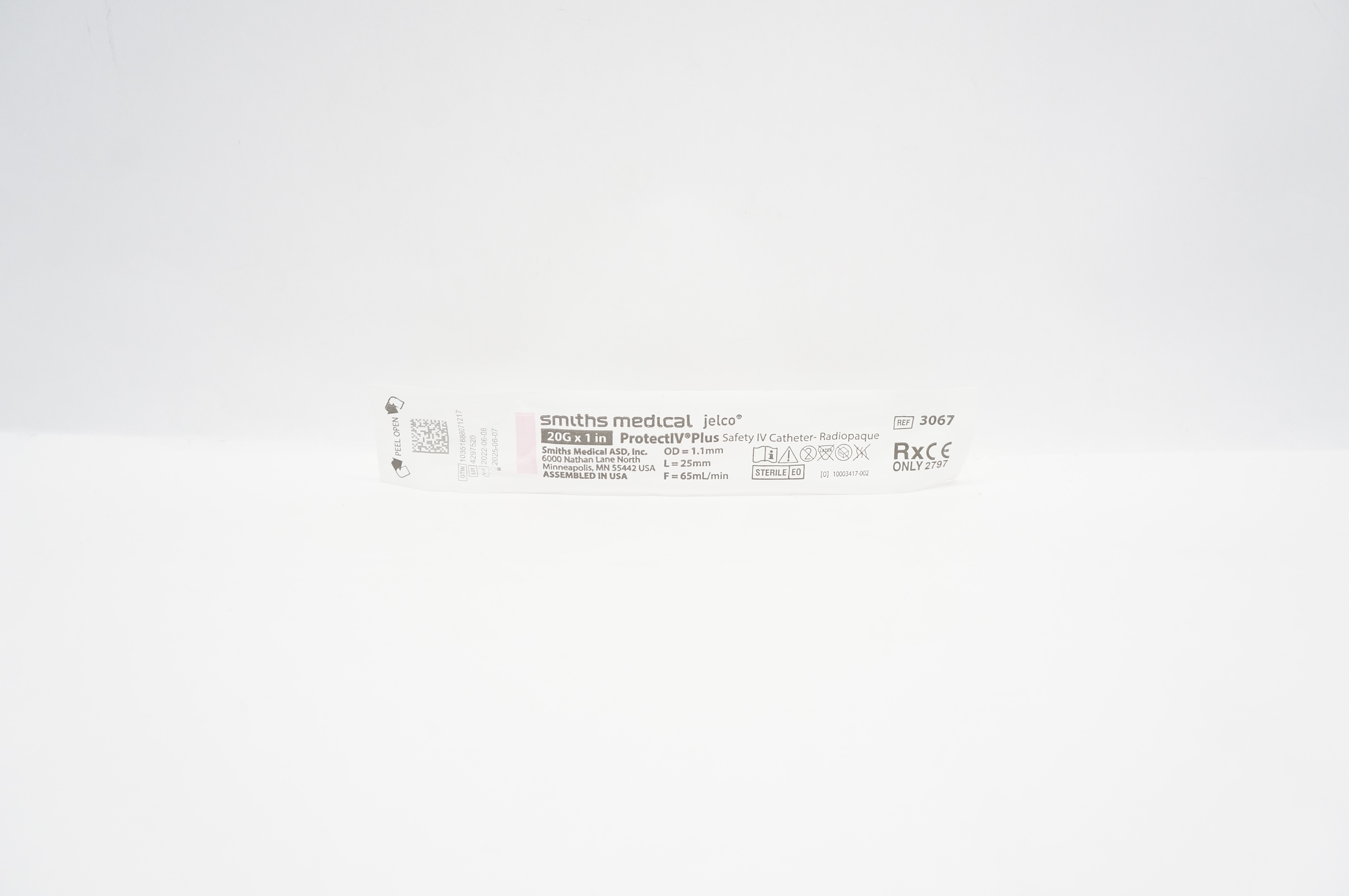 Smiths Medical 3067 Protect IV Plus Safety Cath. Radiopaque 20G x 1inch