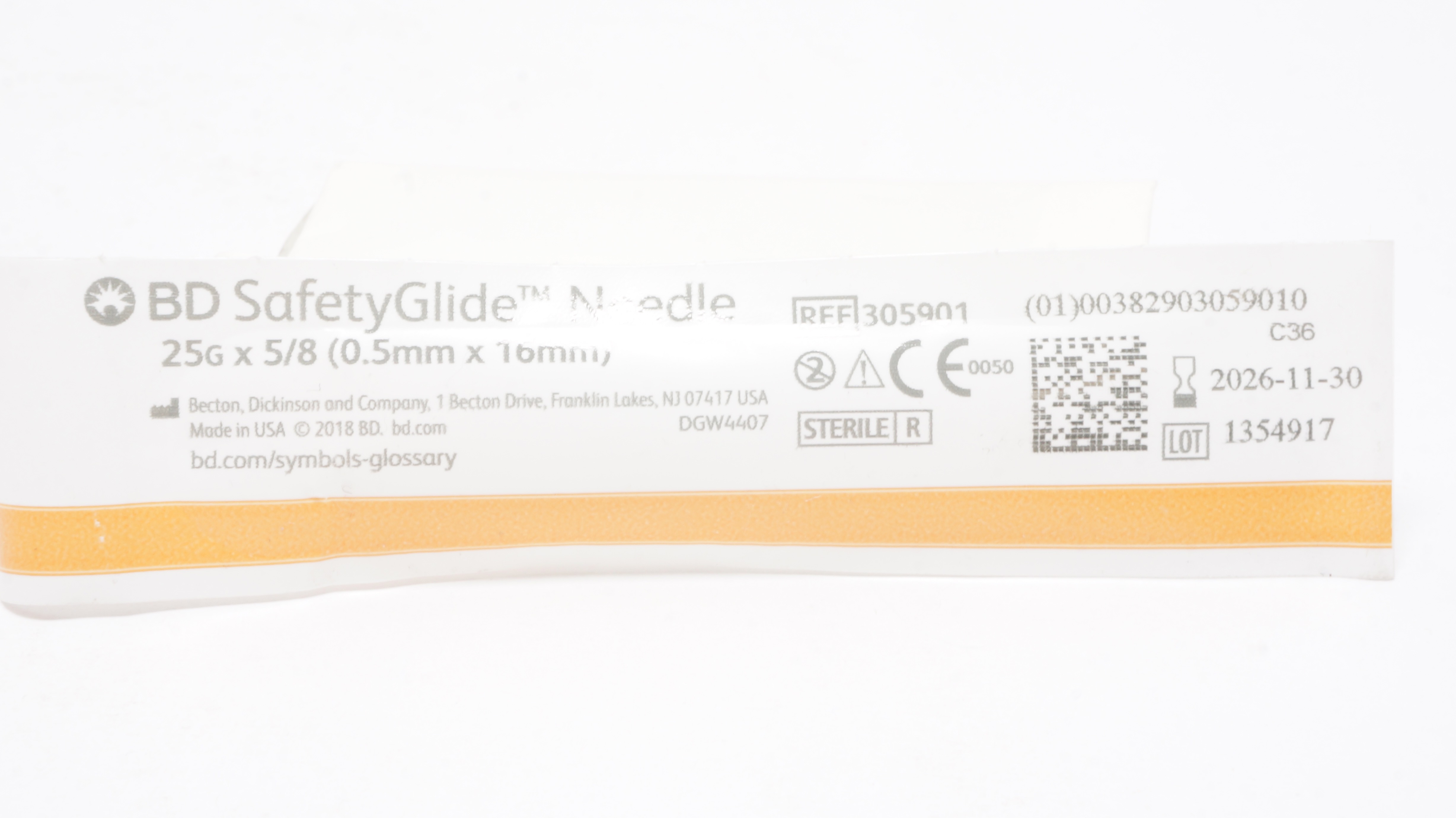 BD 305901 SafetyGlide Ndle 25G x 5/8inch