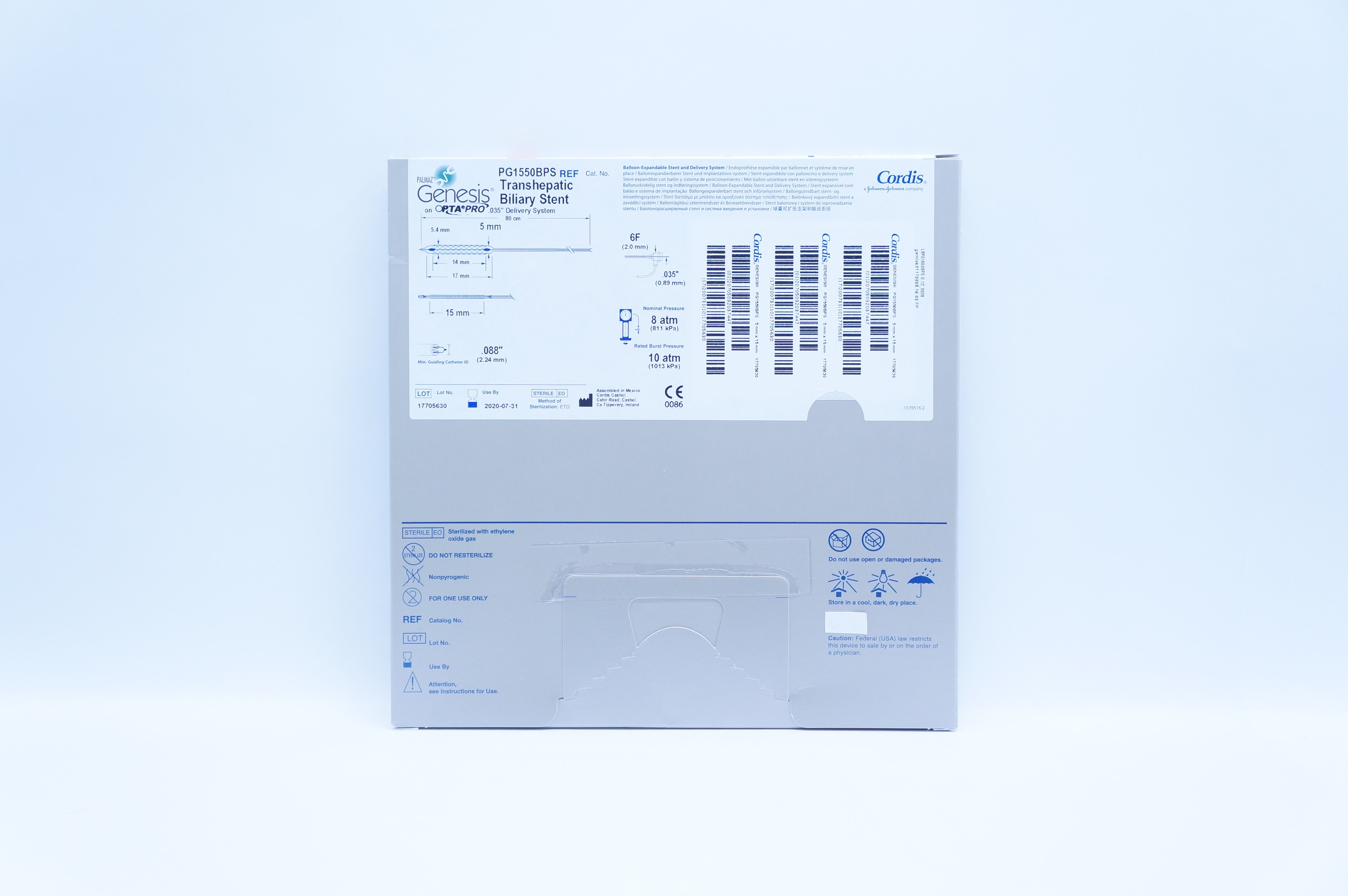 Cordis PG1550BPS Palmaz Genesis Transhepatic Biliary Stnt 80cm x 5mm x 15mm (x)