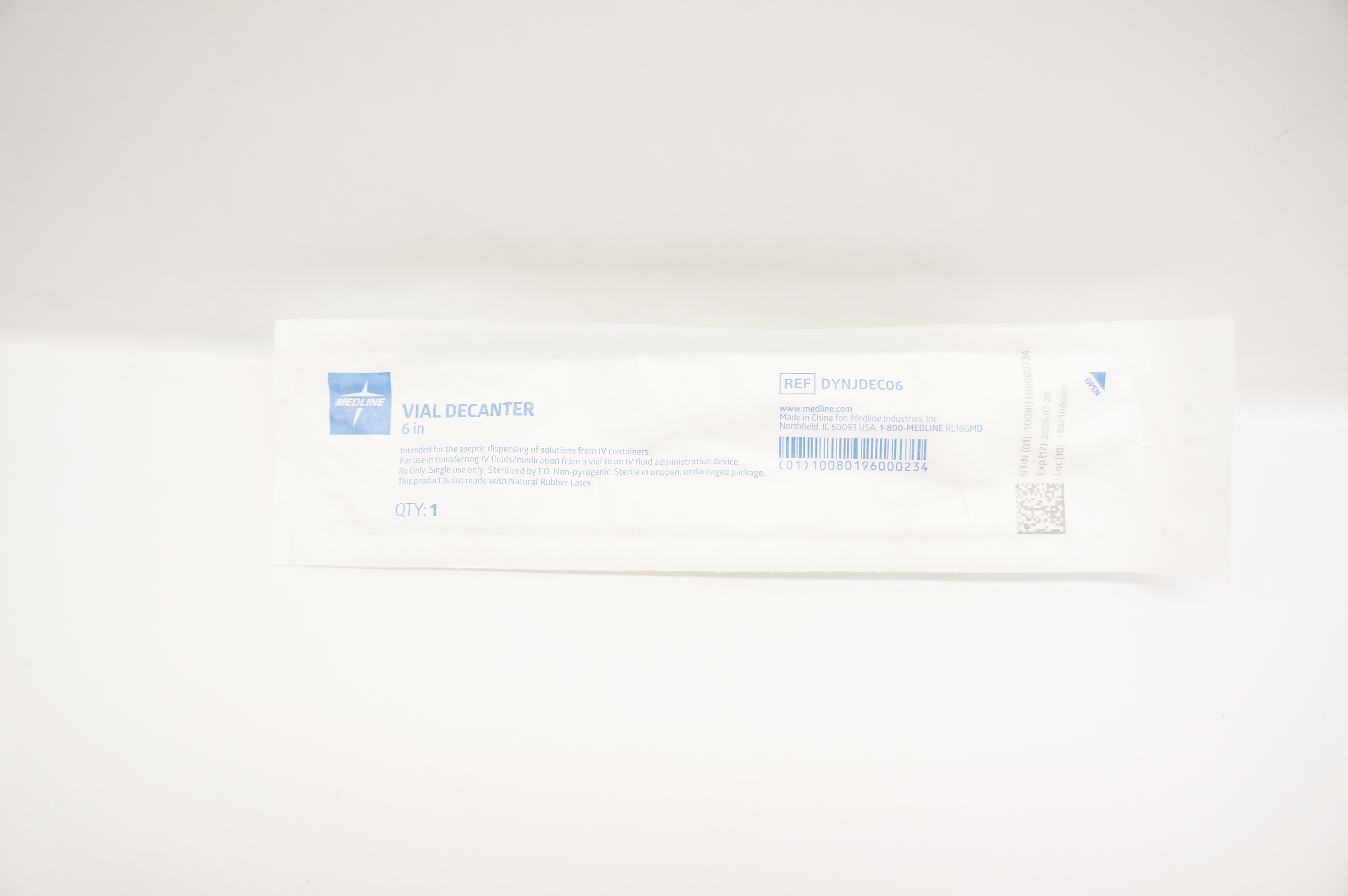 Medline DYNJDEC06 Vial Decanter 6inch
