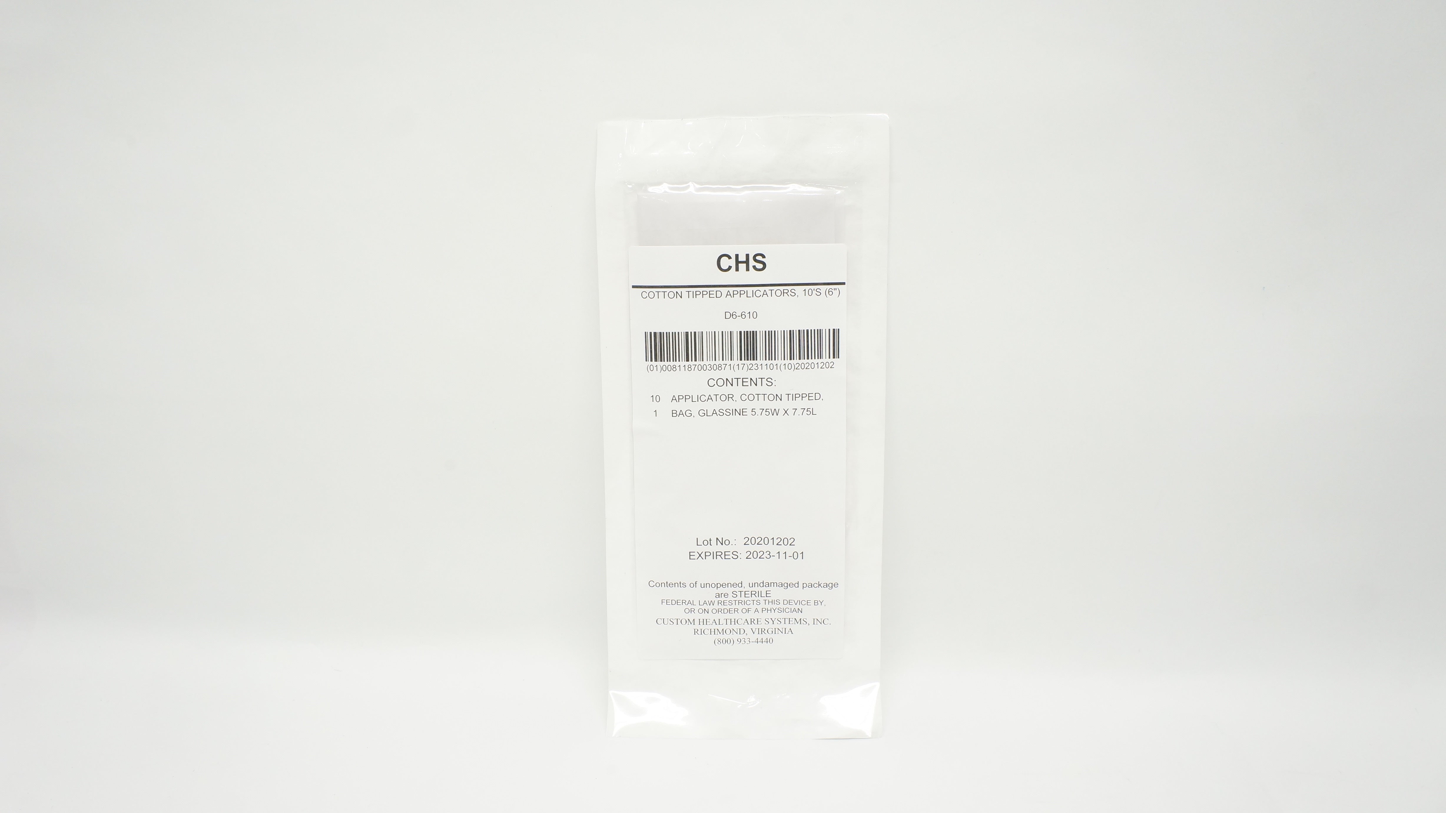 CHS D6-610 Cotton Tipped Applicators 6inch