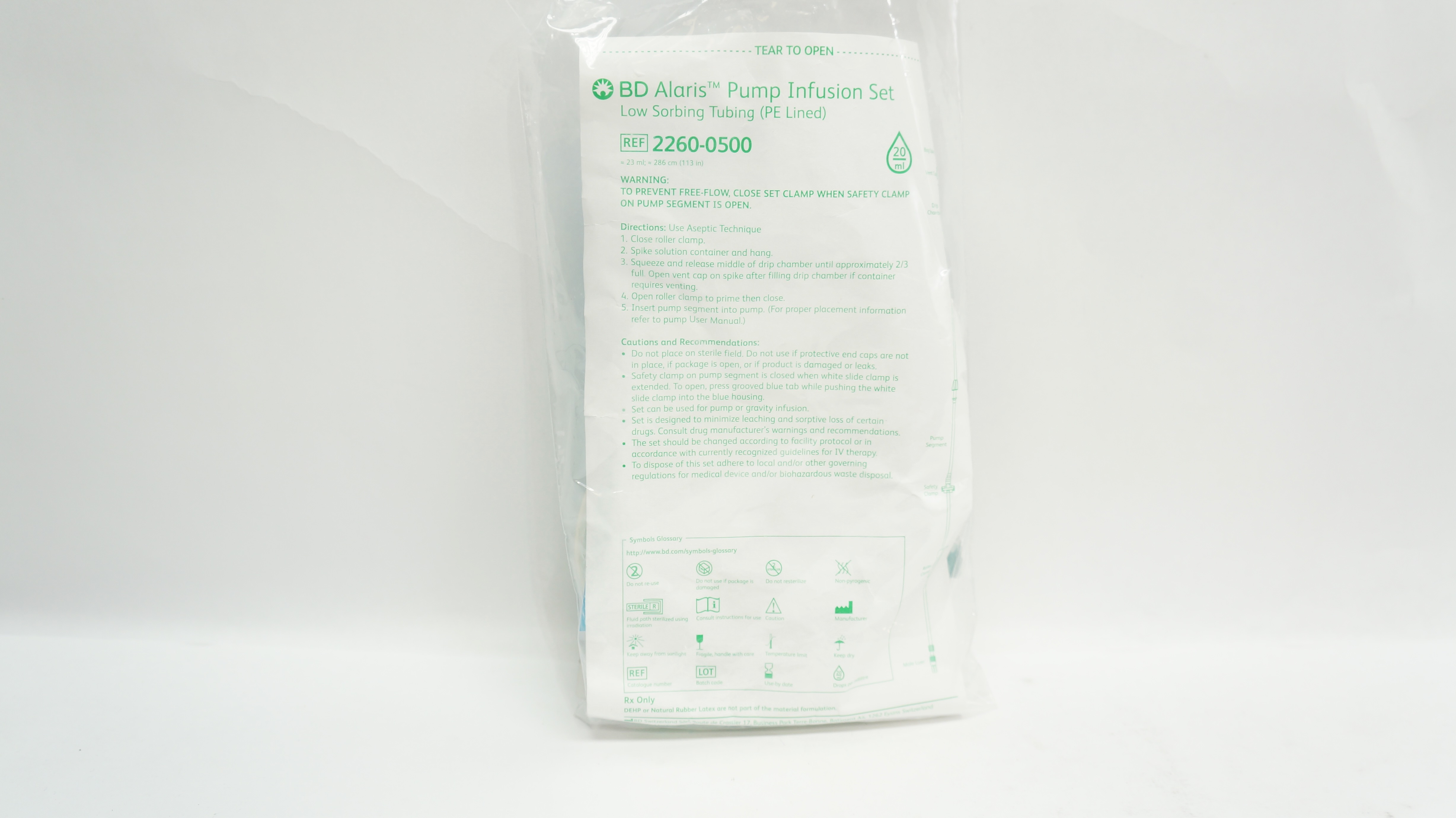 BD 2260-0500 Alaris Pump Infusion Set 23ml x 113inch 20Drops/ml (x)
