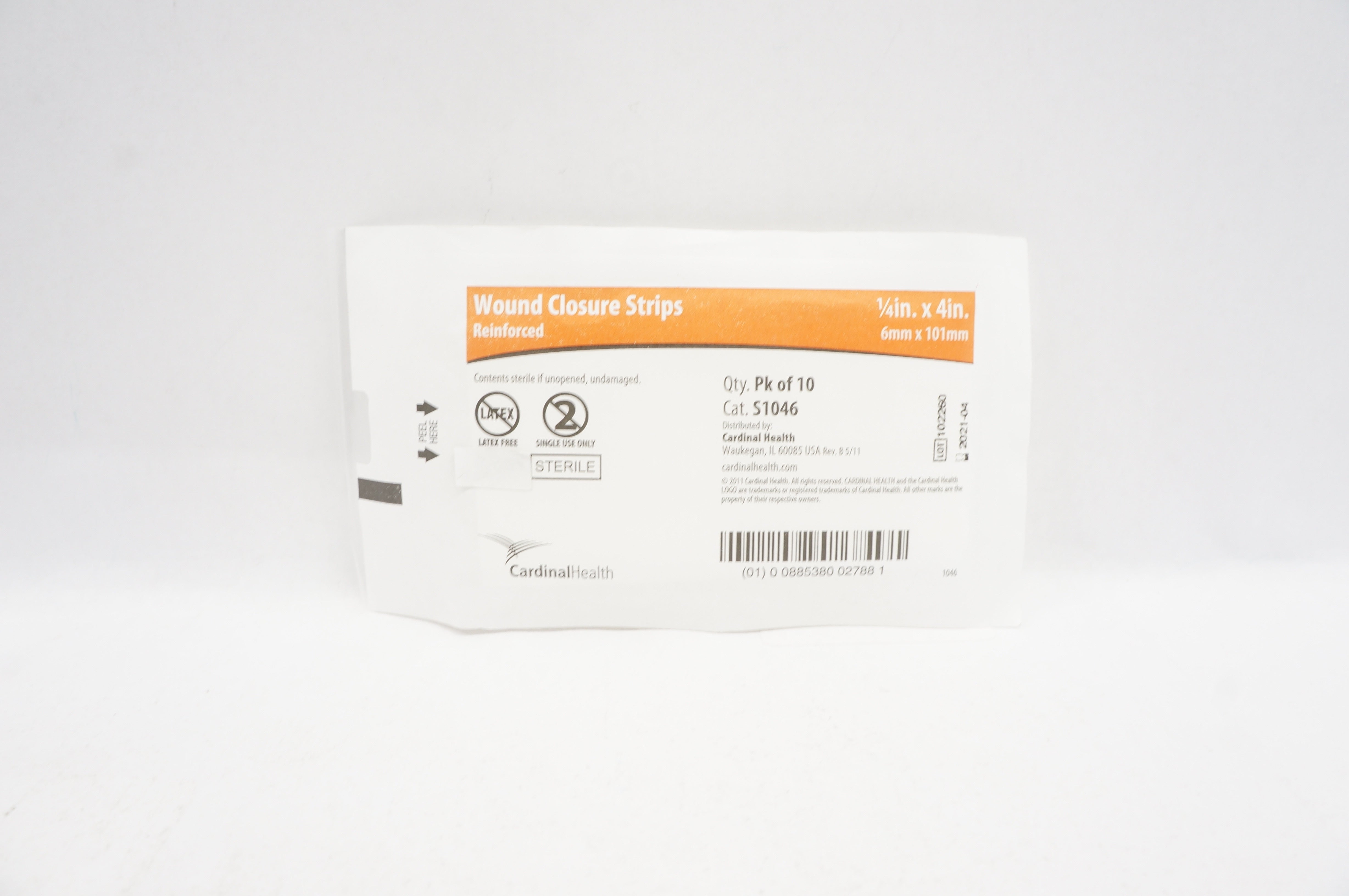 Cardinal Health S1046 Wound Closur Strips Reinforced 1/4 x 4inch Pack