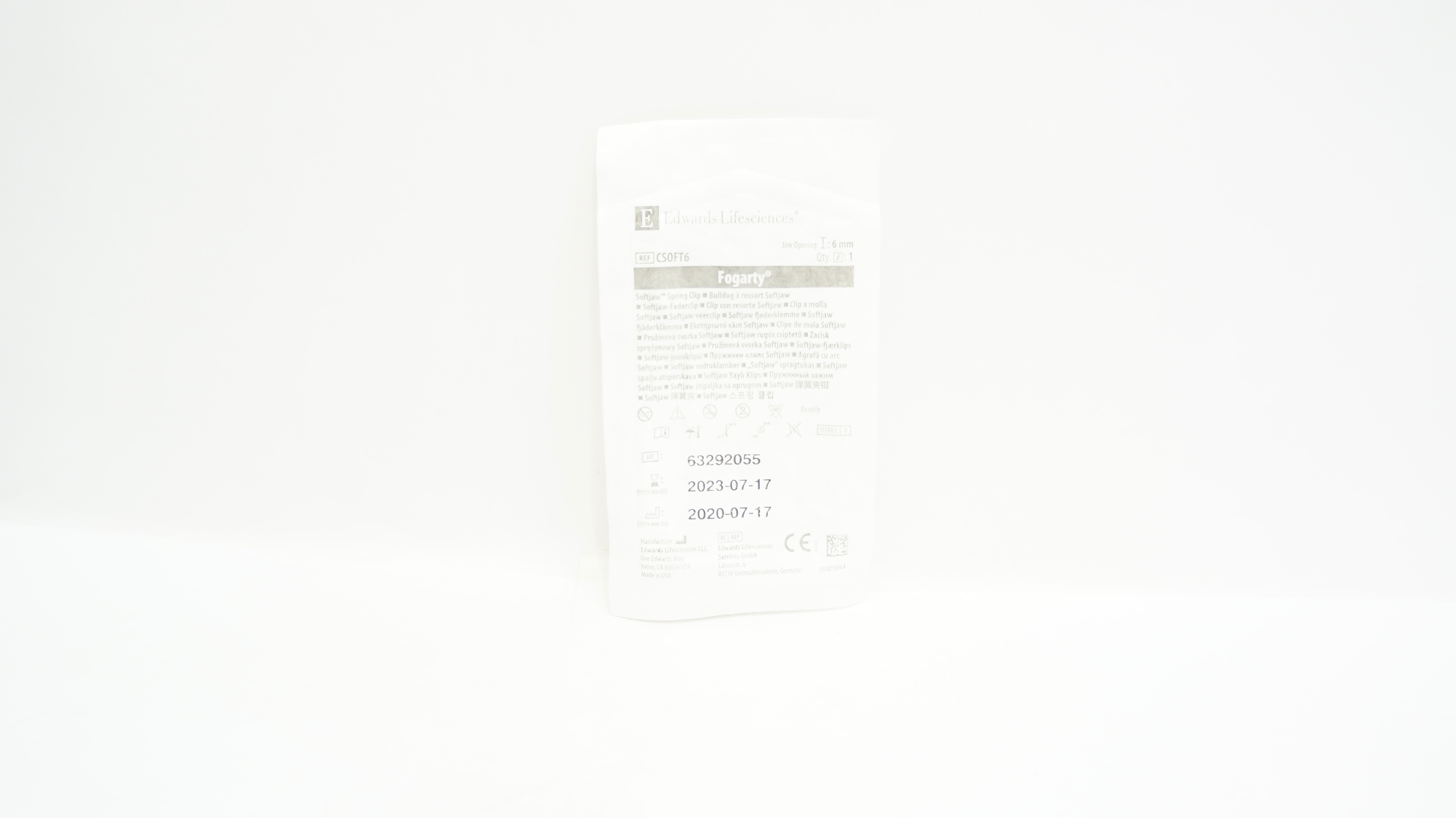 Edwards Lifesciences CS0FT6 Fogarty Softjaw Spring Clip 6mm (x)