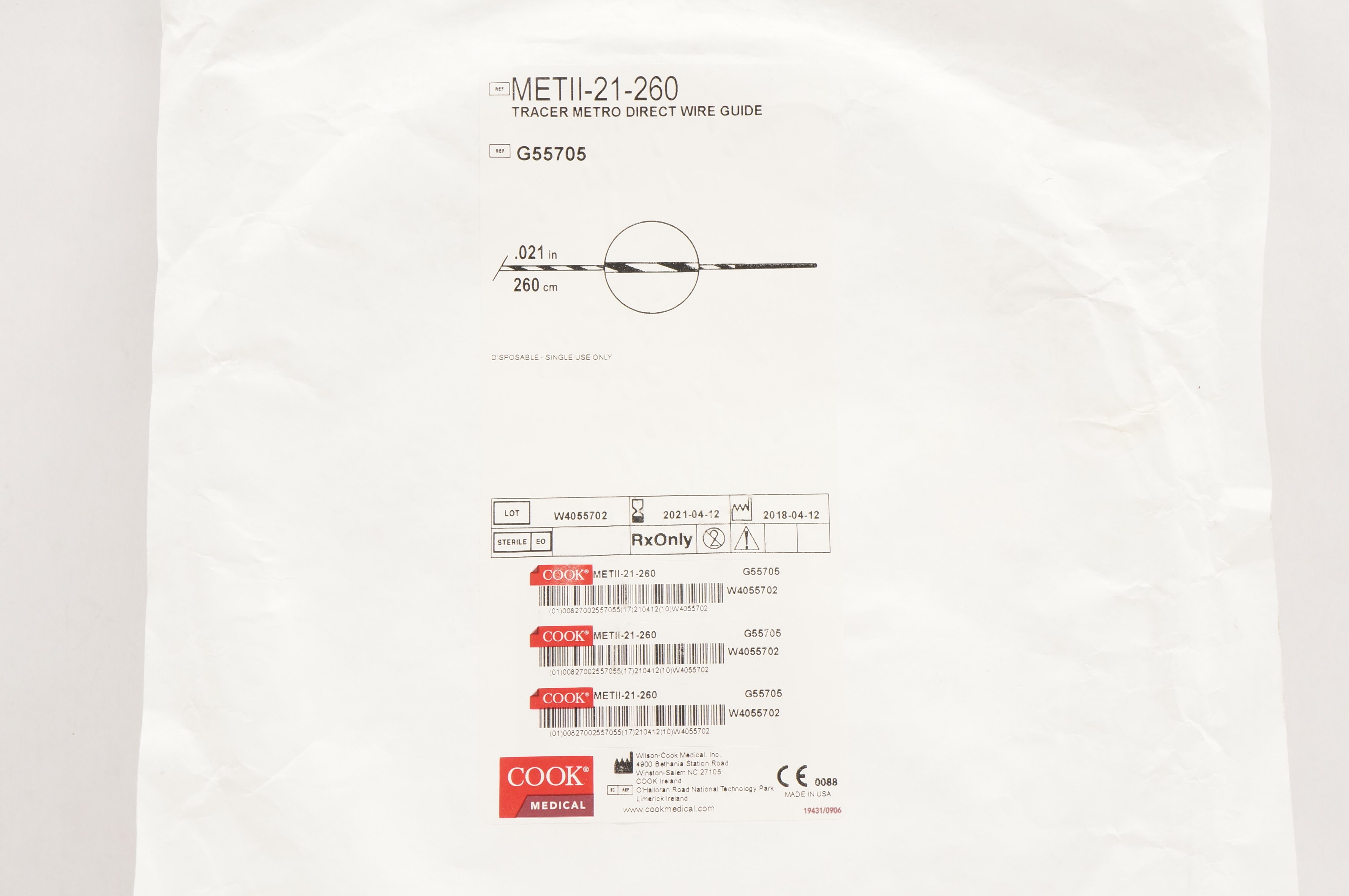 user_5816f61eページ Cook Medical G55705 Tracer Metro Direct Wire Guide 0.21inch (x)