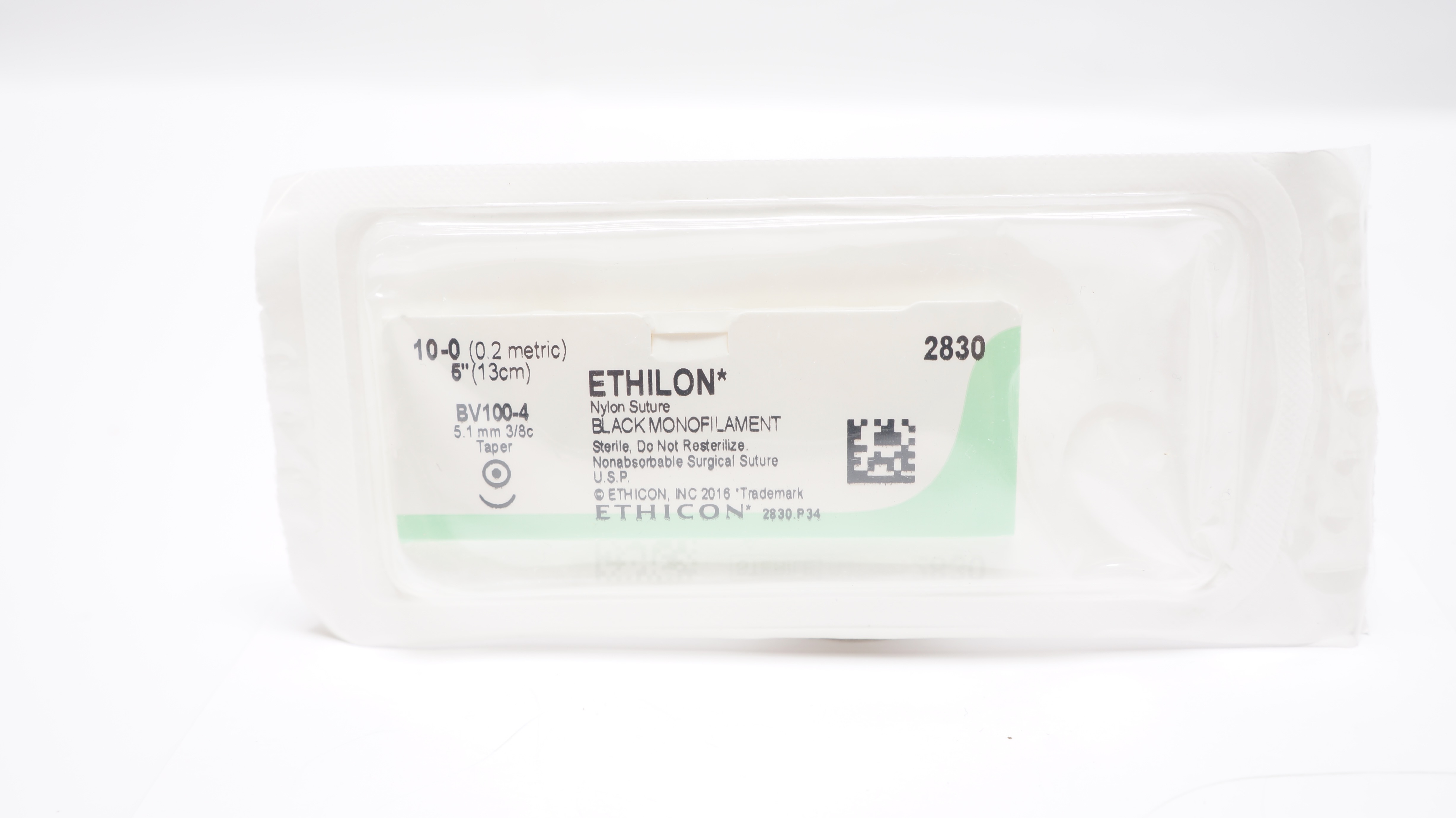 Ethicon 2830 10-0 ETHILON BV100-4 5.1mm 3/8c Taper 5inch (x)