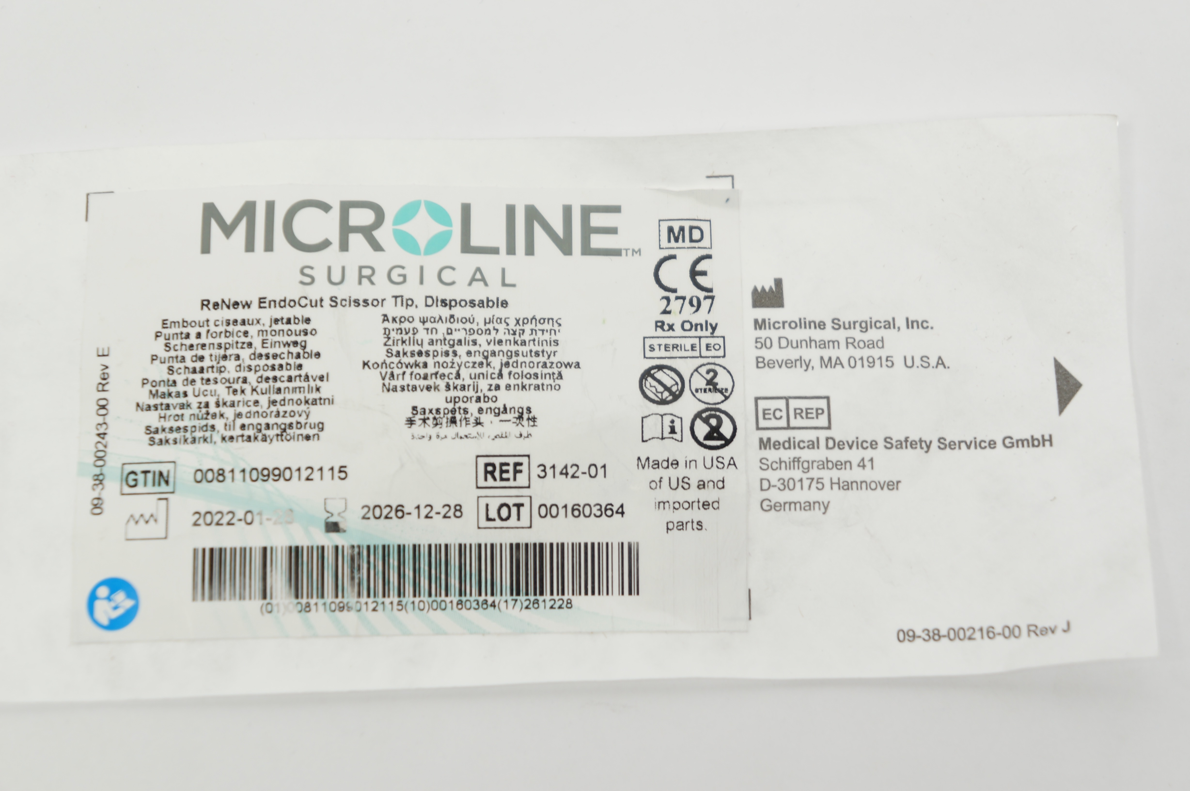 Microline Surgical 3142-01 ReNew EndoCut Scissor Tip Disposable