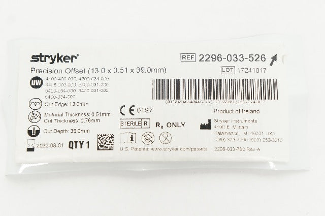 Stryker 2296-033-526 Precision Offset 13.0 x 0.51 x 39.0mm (x)