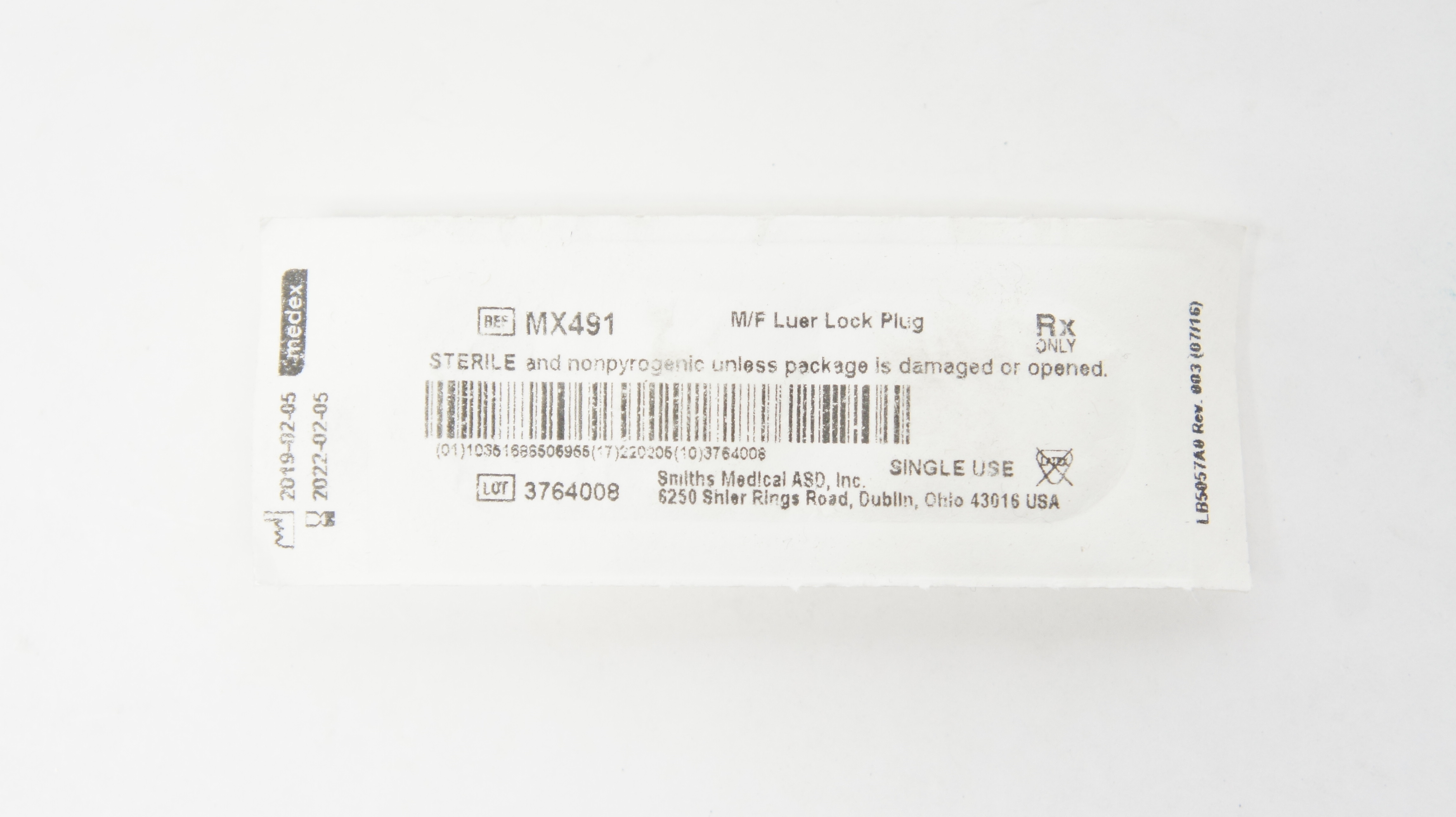 Smiths Medical MX491 Medex M/F Luer Lock Plug (x)