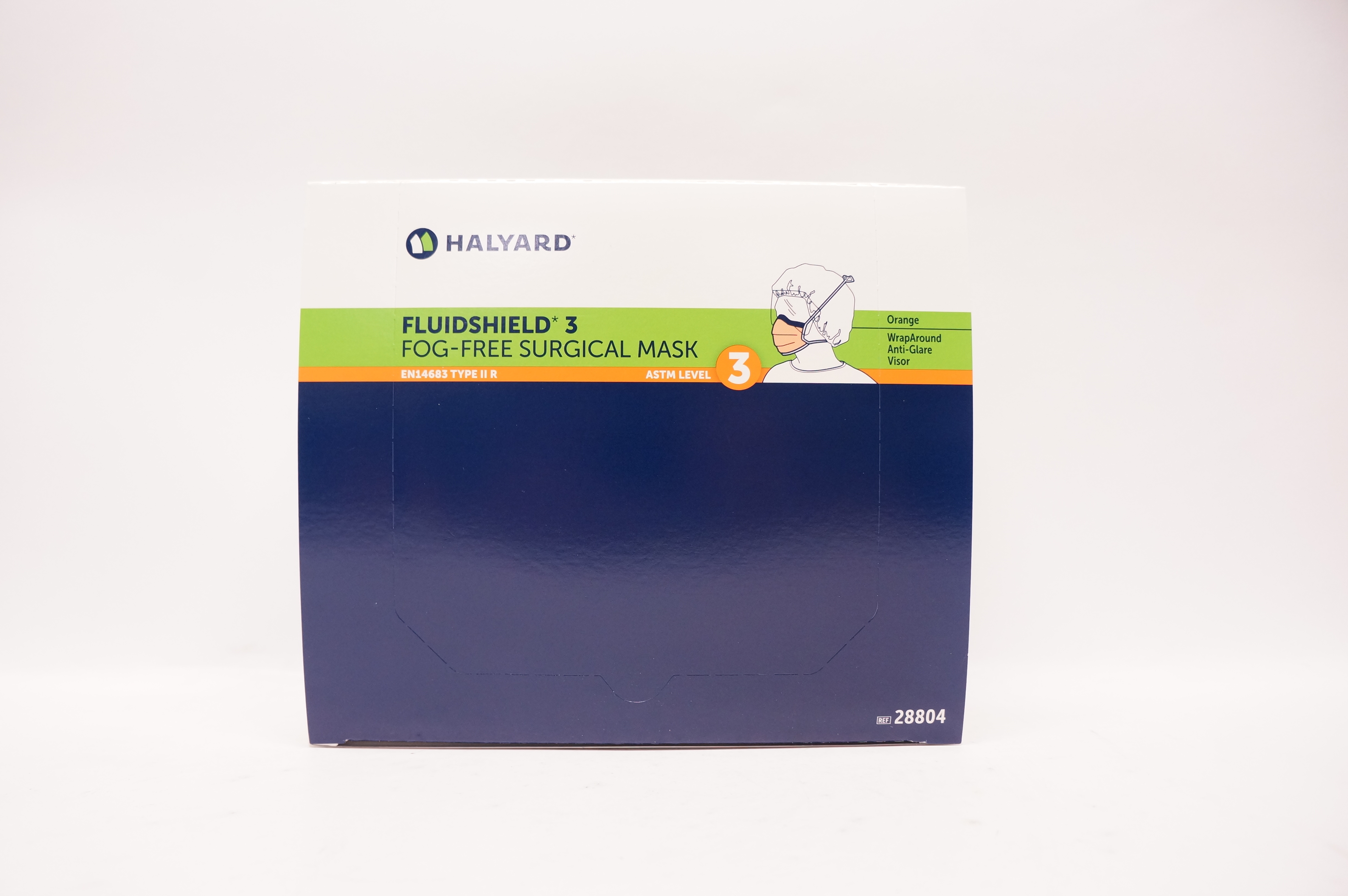 Halyard 28804 Fluidshield 3 Fog-Free Mask, Level 3 - Box of 25