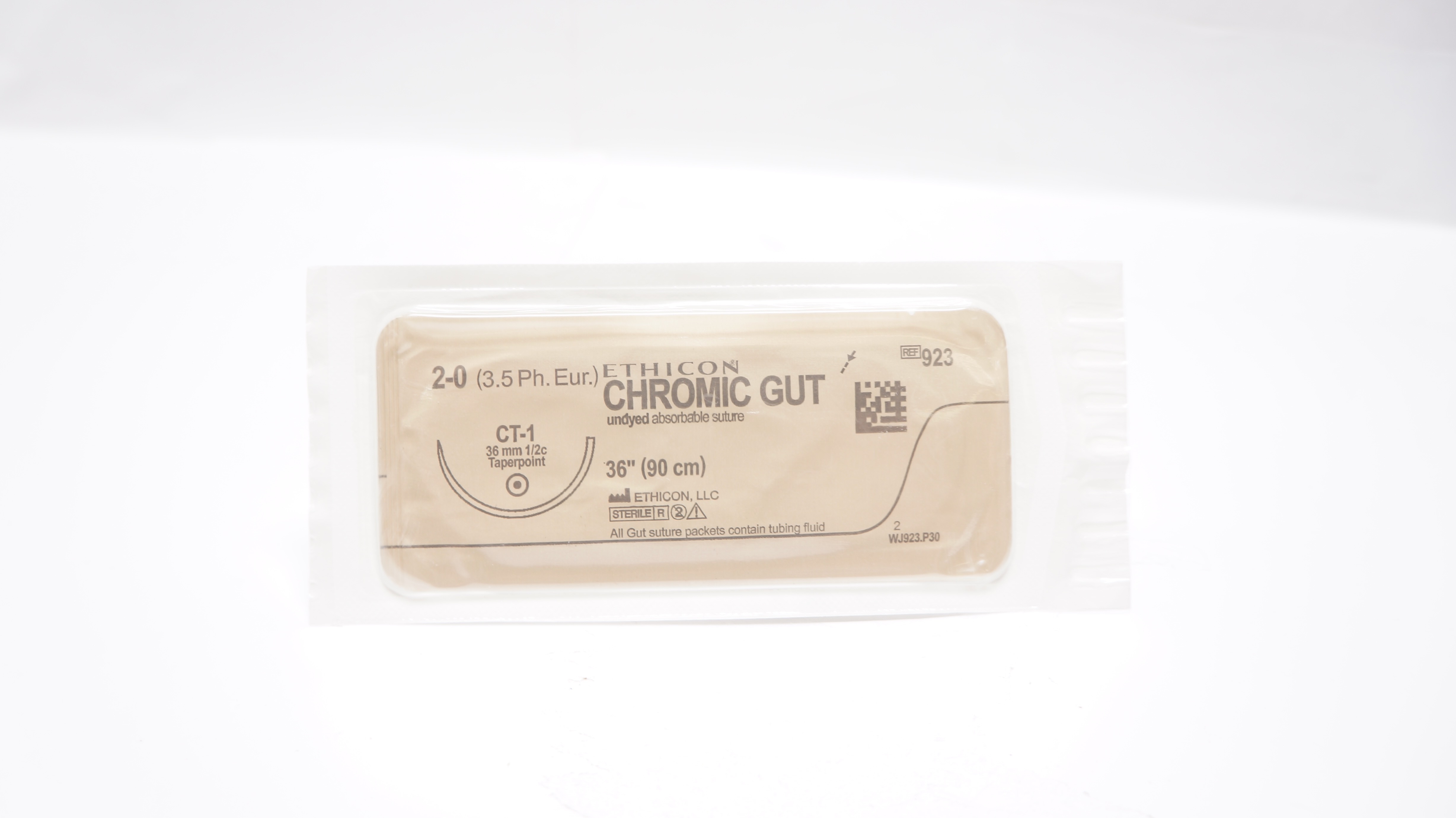 Ethicon 923 2-0 CHROMIC GUT, CT-1 36mm 1/2 Taper, 36inch