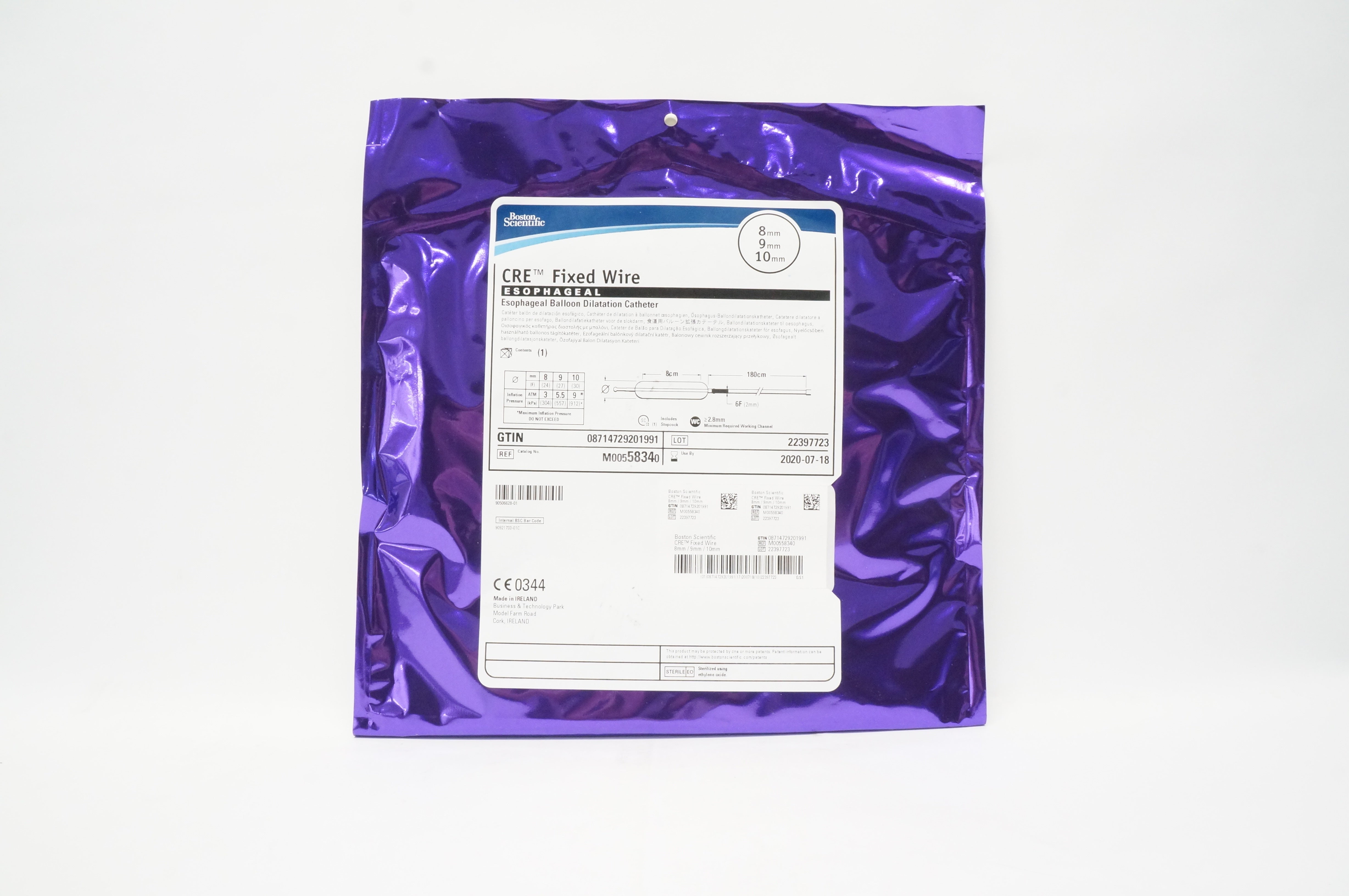 Boston Scientific M00558340 CRE Esophageal Balloon Dilatation Cath. 8x9x10mm (x)