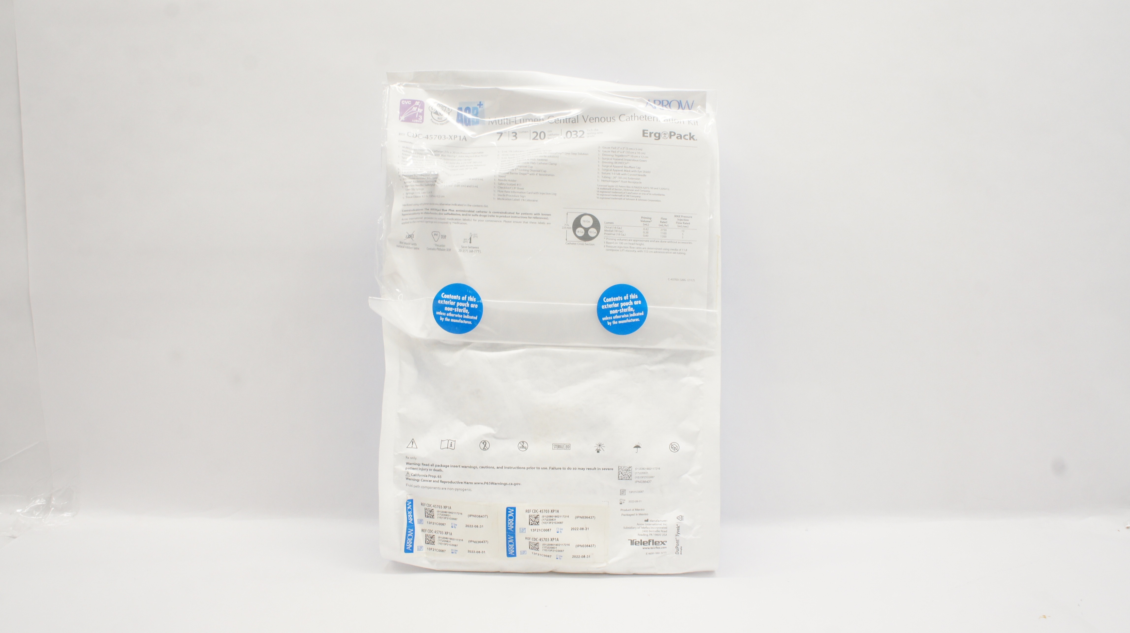 Arrow CDC-45703-XP1A AGB Multi-Lumen Central Venous Cath. Kit 7Fr. x 20cm (x)