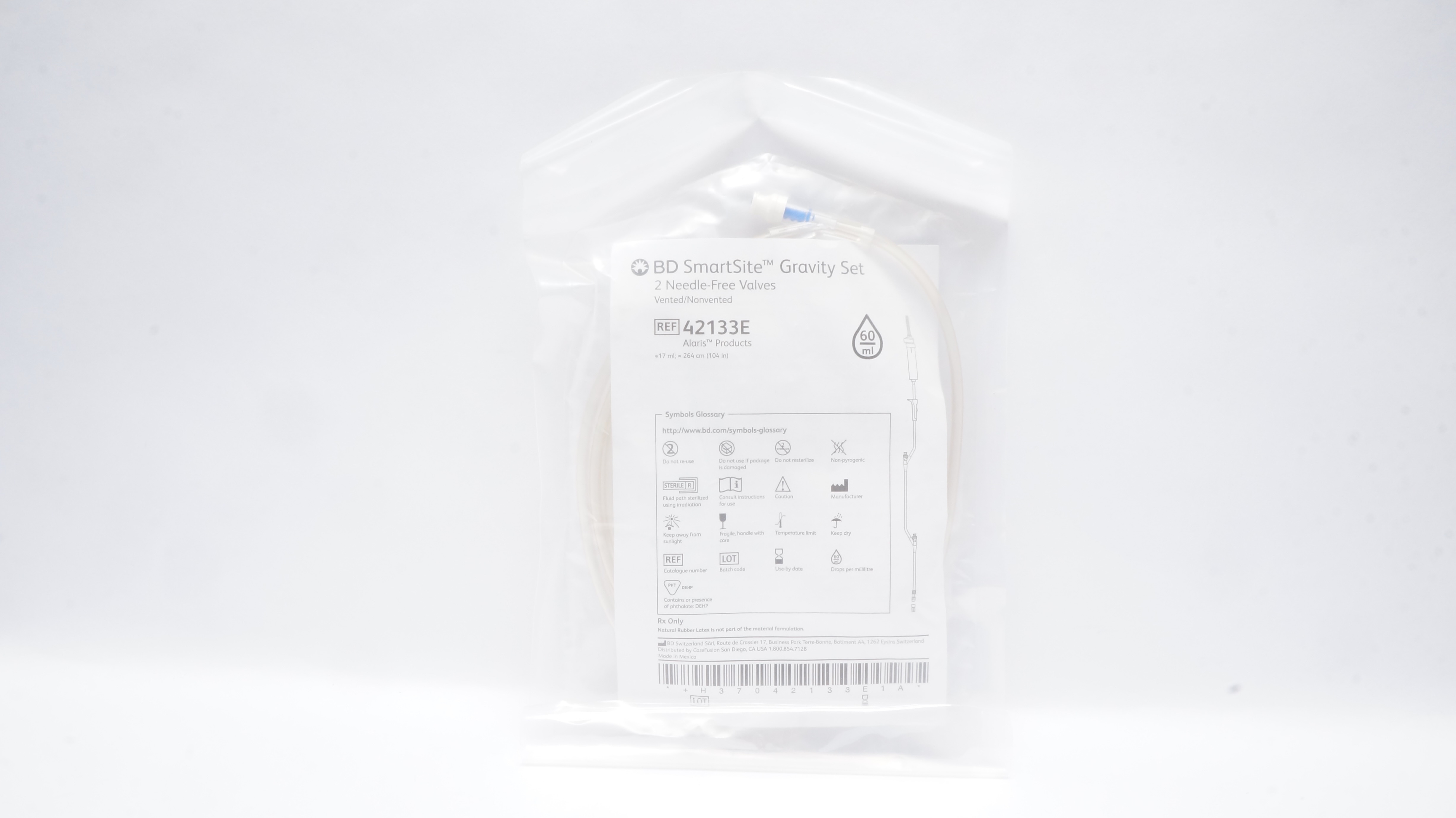 BD 42133E SmartSide Gravity Set 2 Ndle-Free Valves 17ml x 104inch 60Drops/mL(x)