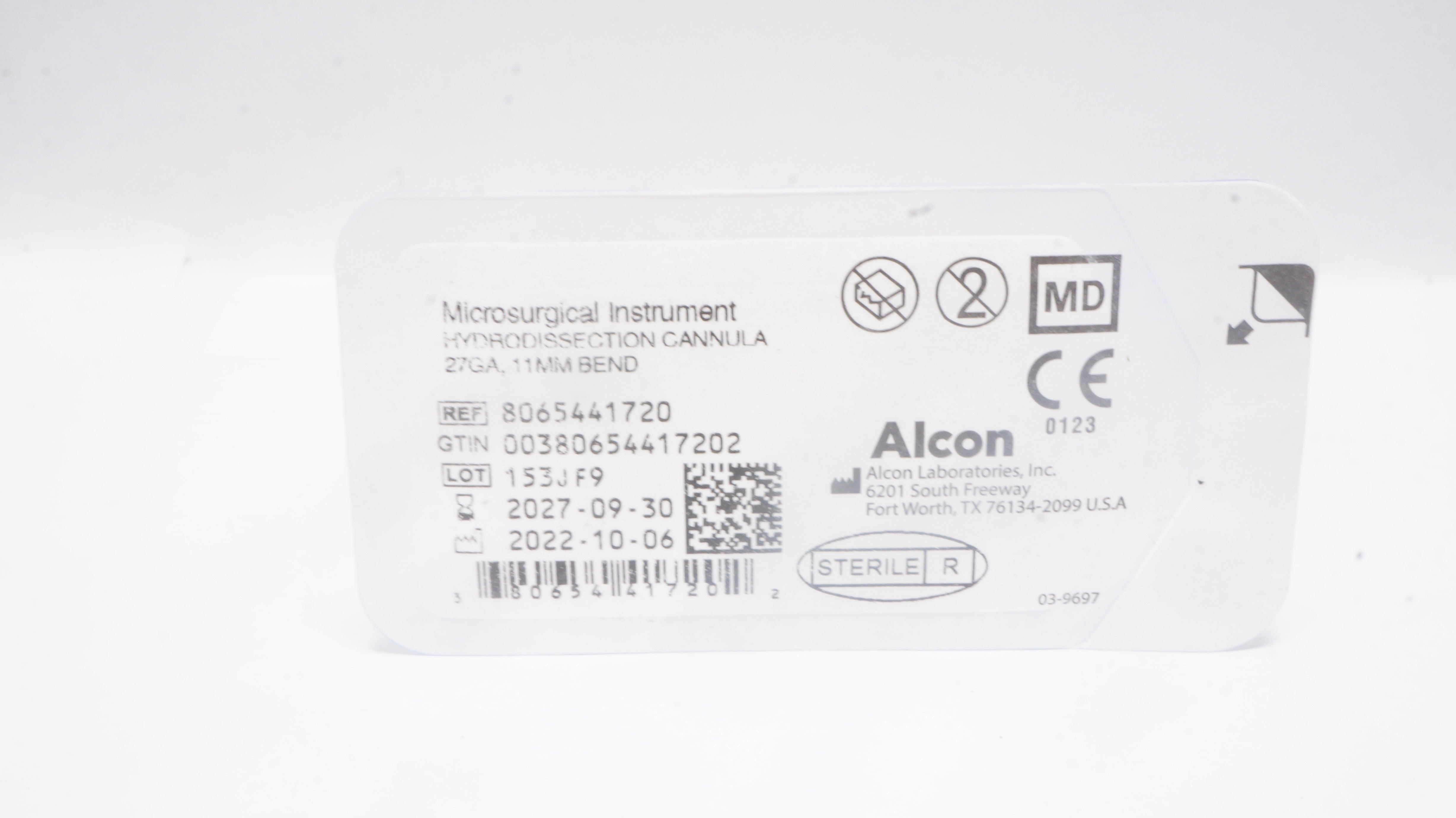 Alcon 8065441720 Microsurgical Instrument Hydrodissection Cannula 27Ga x 11mm