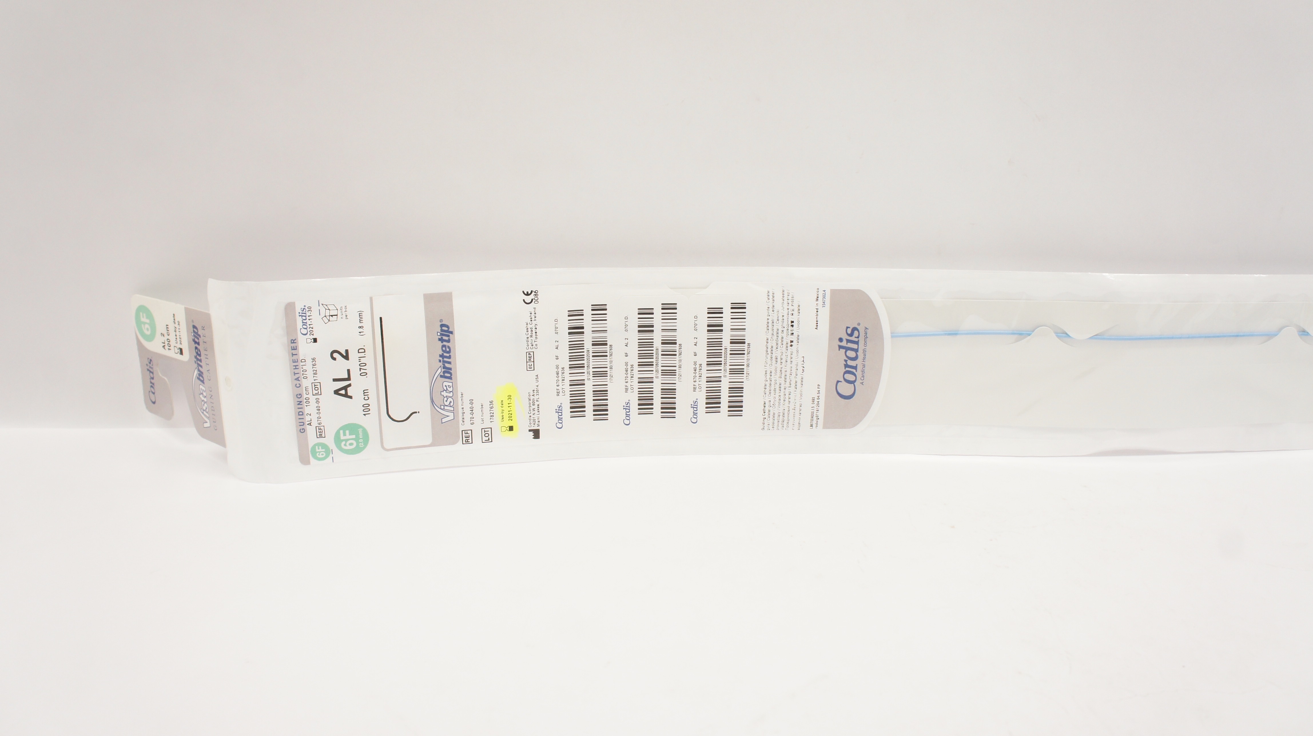 Cordis 670-040-00 Guiding Cath. AL 2, 6F x .070inch x 100cm (x)