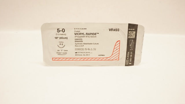 Ethicon VR493 5-0 VICRYL RAPIDE, P-3, 3/8c 13mm, 18inch (x)