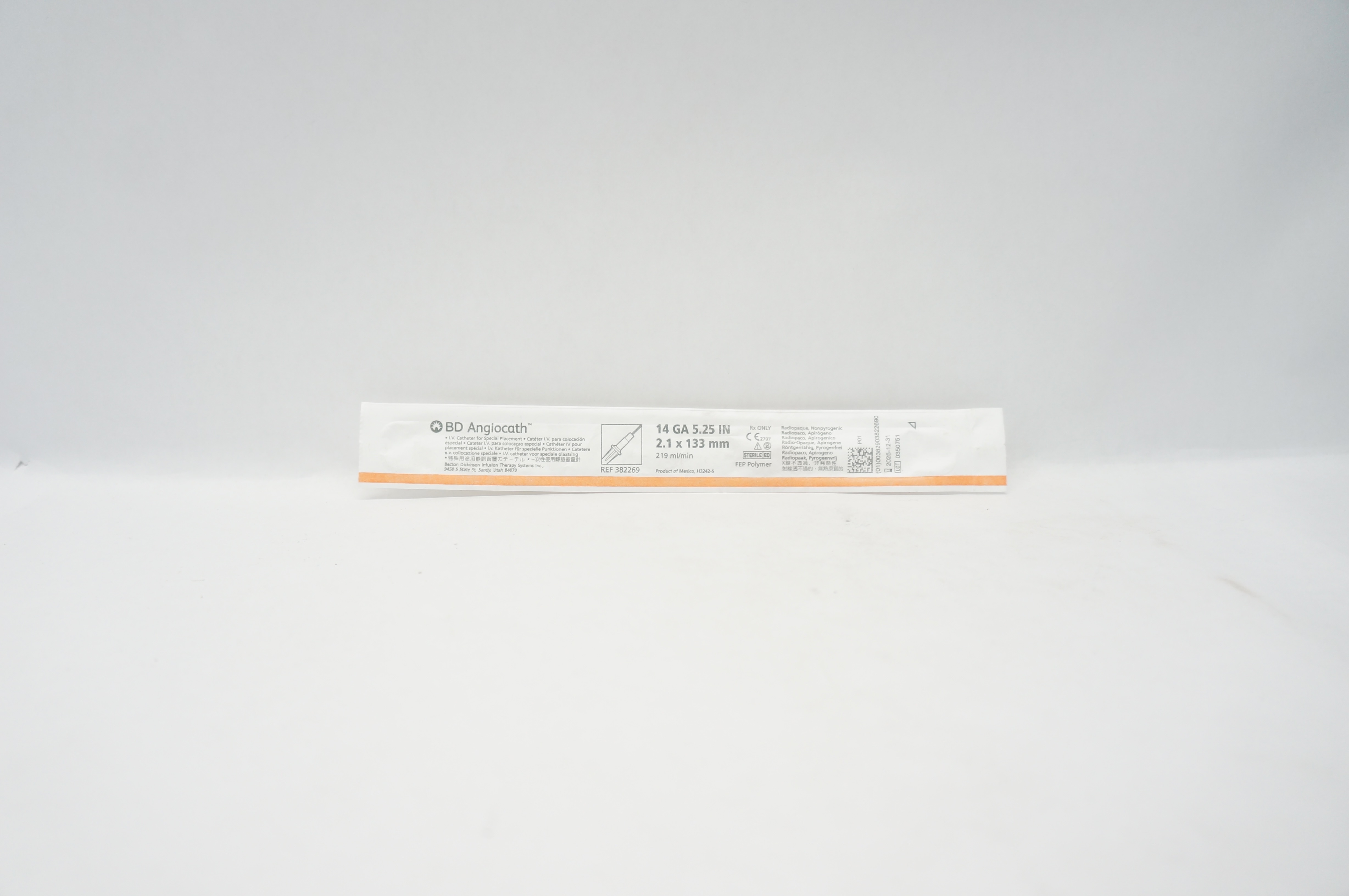 BD 382269 Angiocath IV Cath. 14GA x 5.25 inch, 219ml/min
