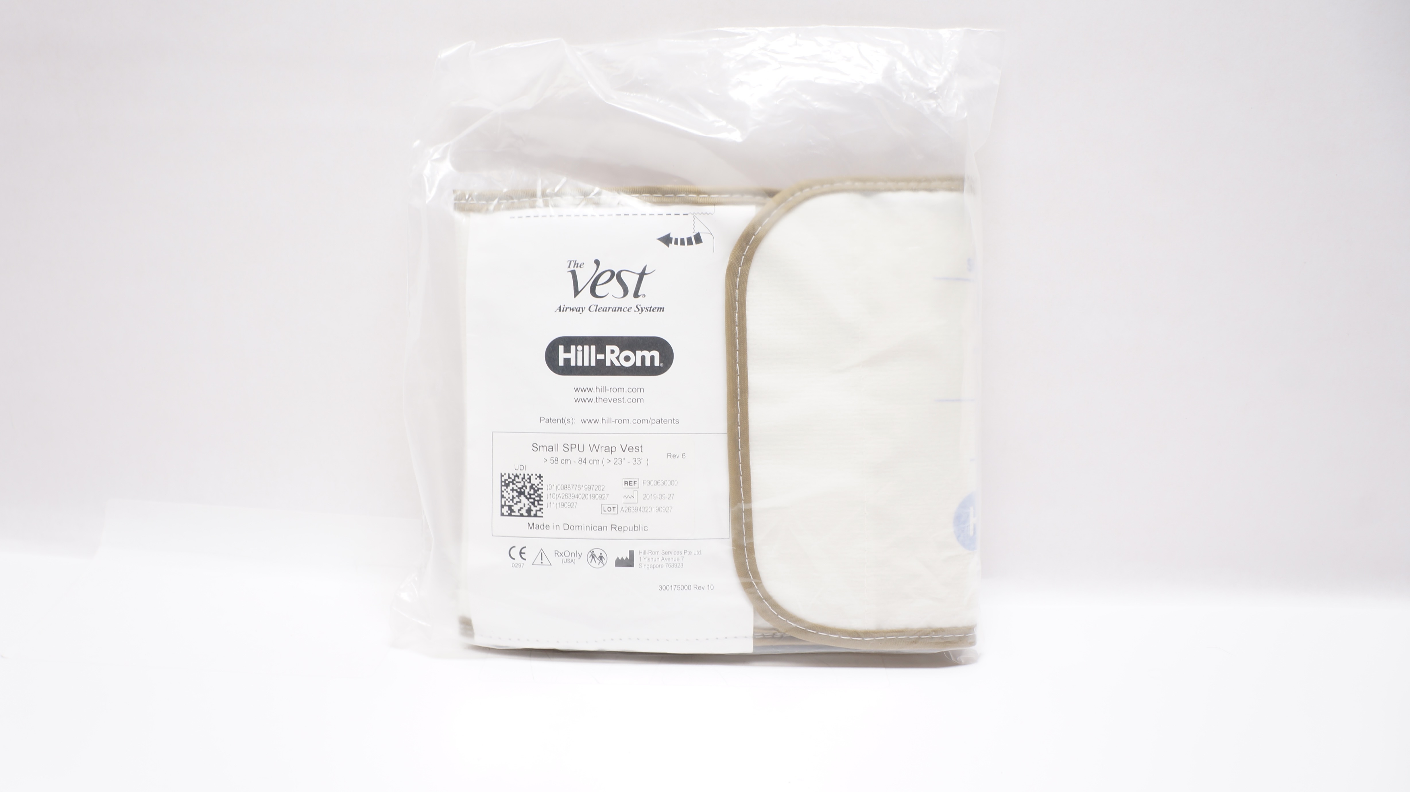 Hill-Rom P300630000 Vest Airway Clearance System Small SPU Wrap >23in x 33in