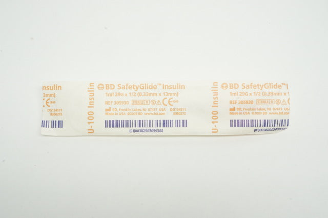 BD 305930 SafetyGlide U-100 Insulin 1ml 29G x 1/2inch