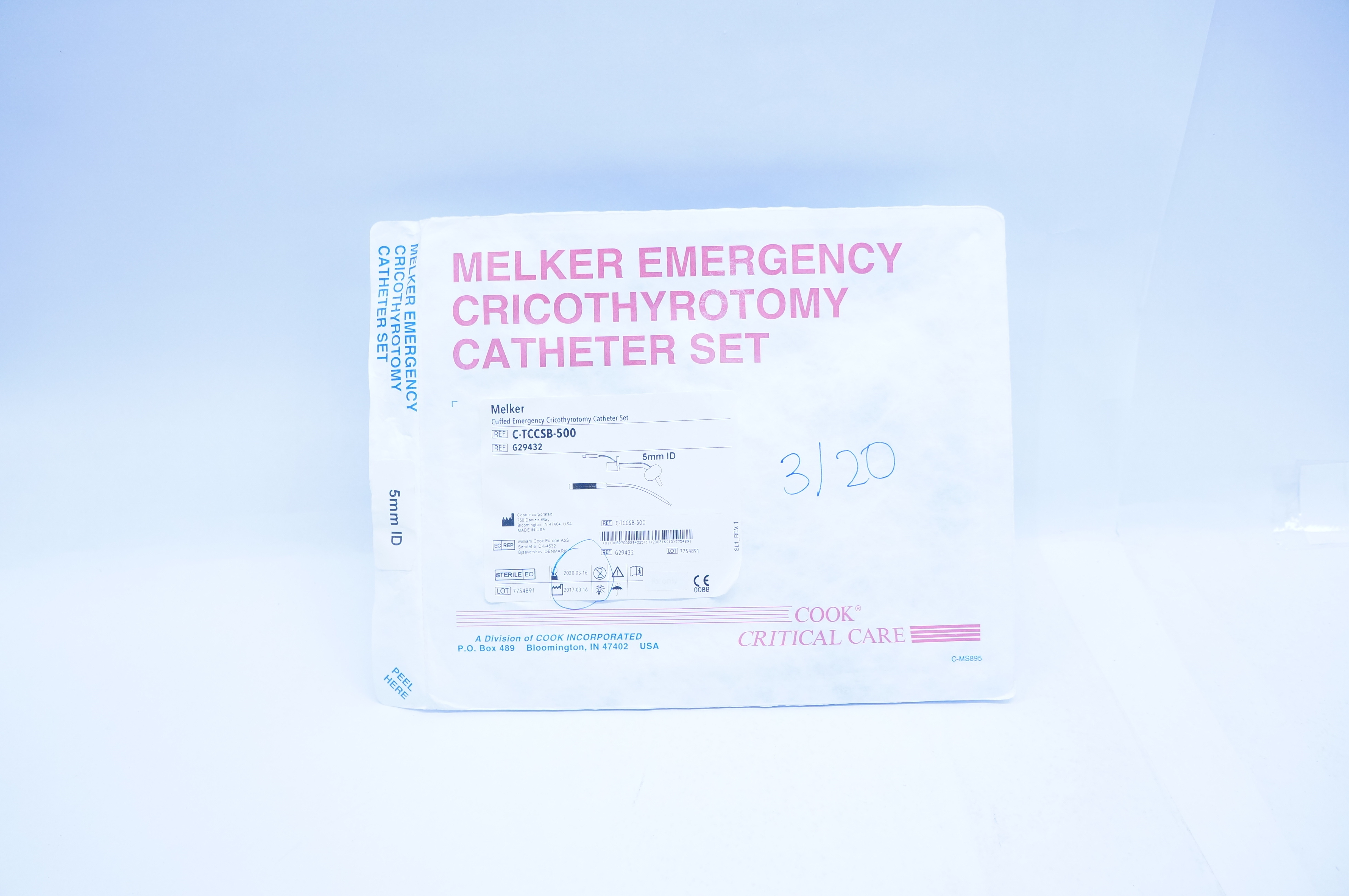 Cook Medical G29432 Melker Emergency Cricothyrotomy Cath. Set, 5 mm ID (x)
