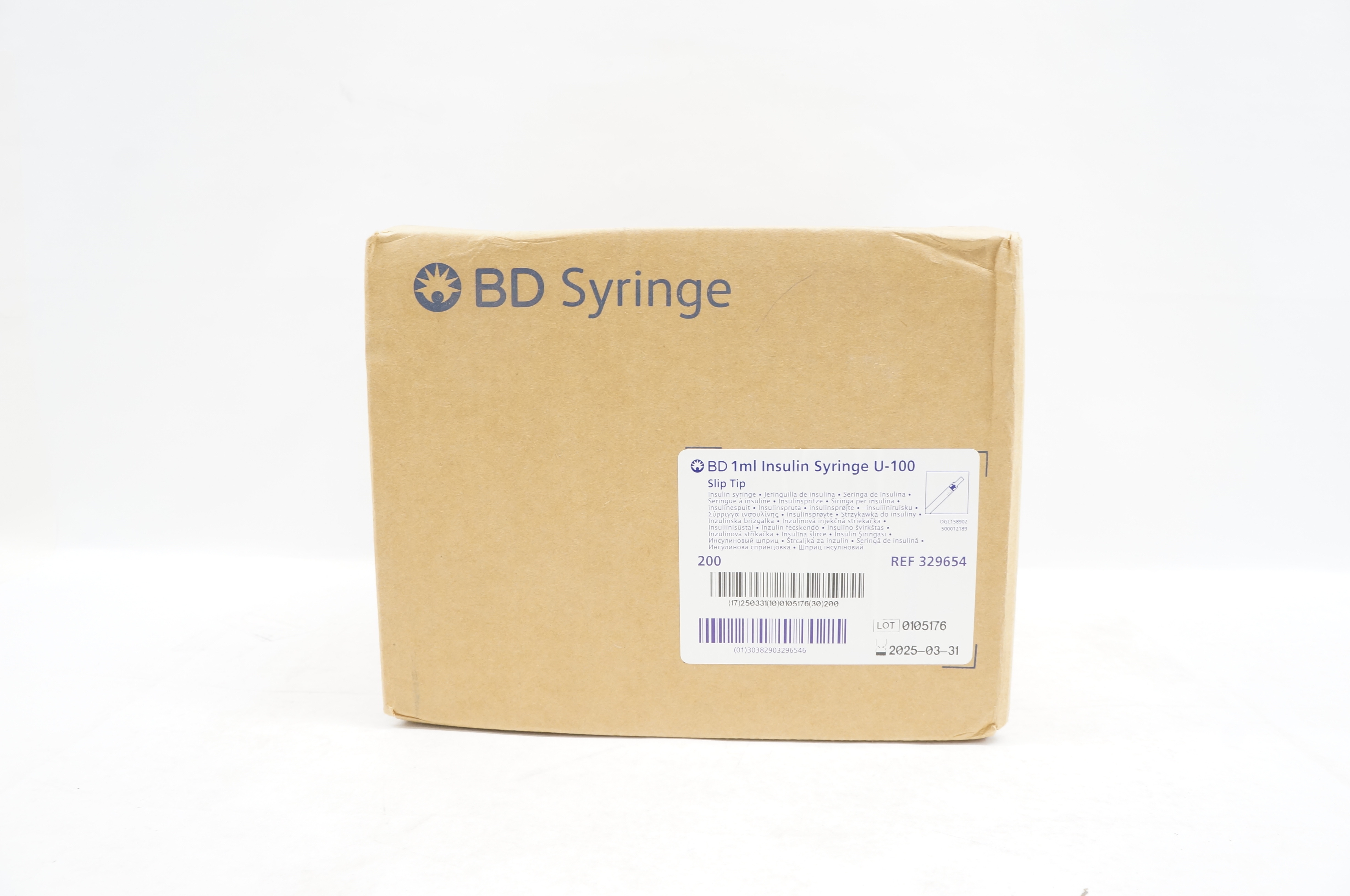 BD 329654 1ml Insulin Syringe U-100 Slip Tip - Case of 200