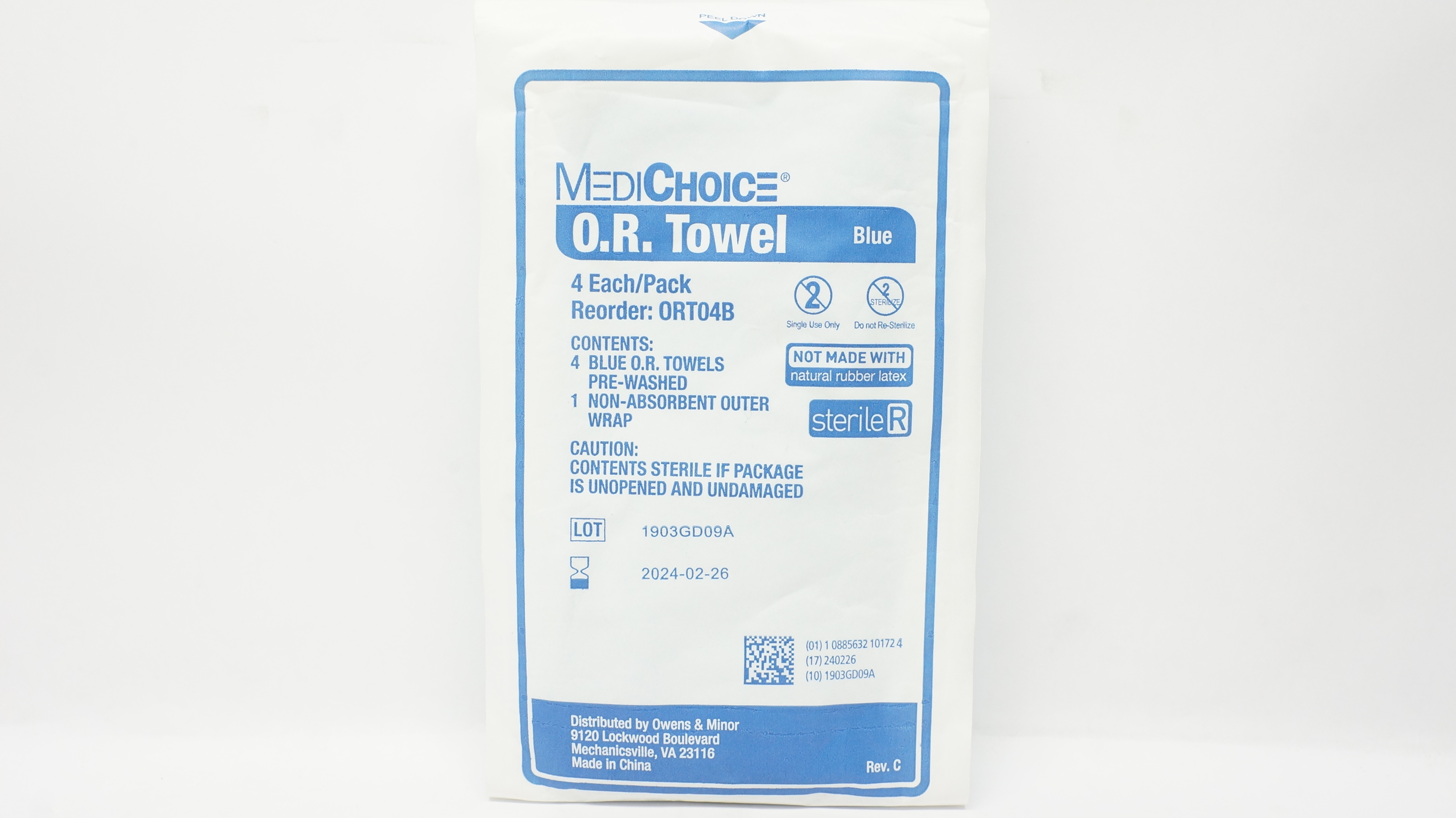 MediChoice ORT04B O.R.Towel Blue - Pack of 4