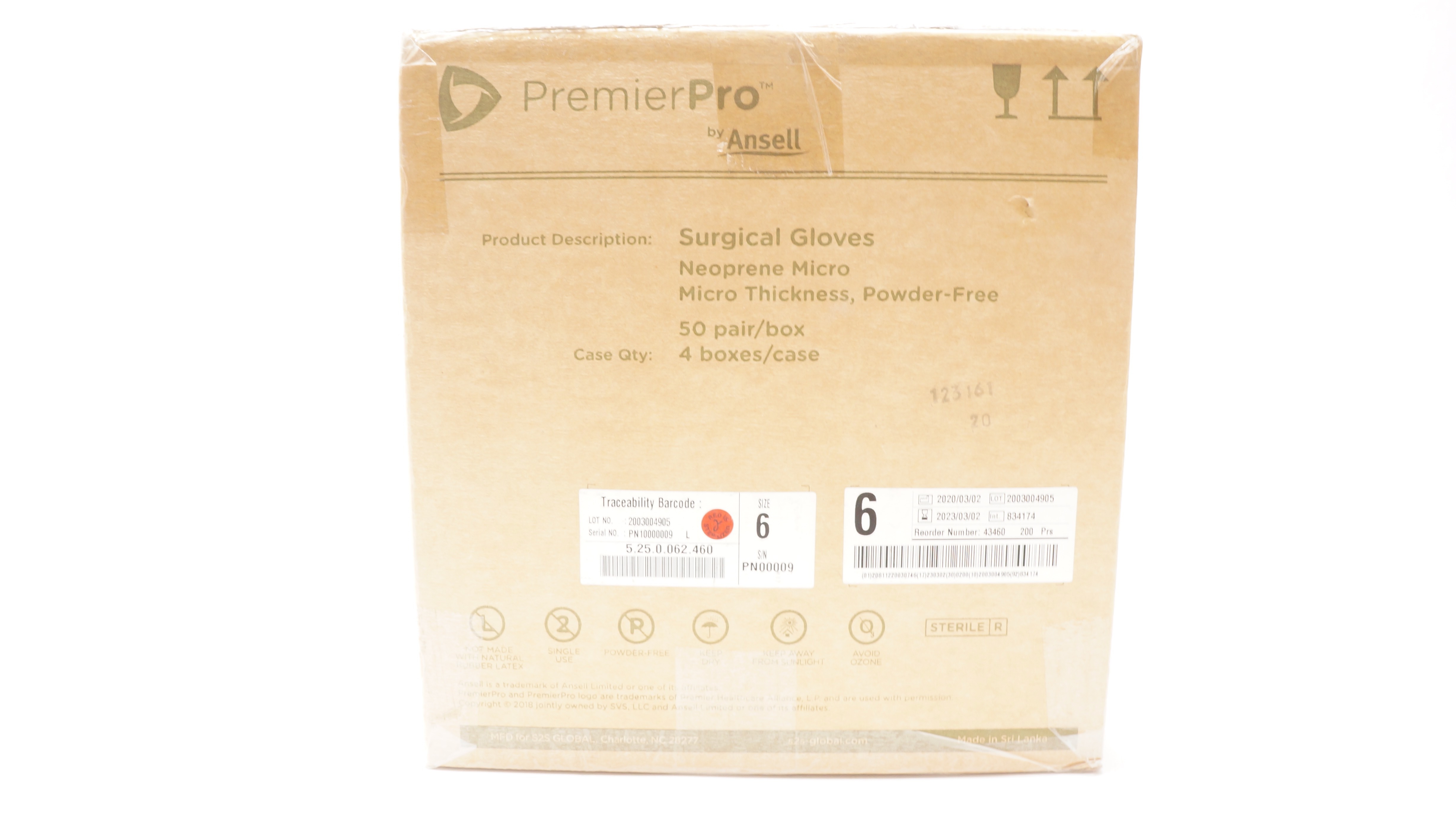 Ansell 43460 PremierPro Surgical Gloves - Case of 4 Boxex, 50Pair/Box (x)