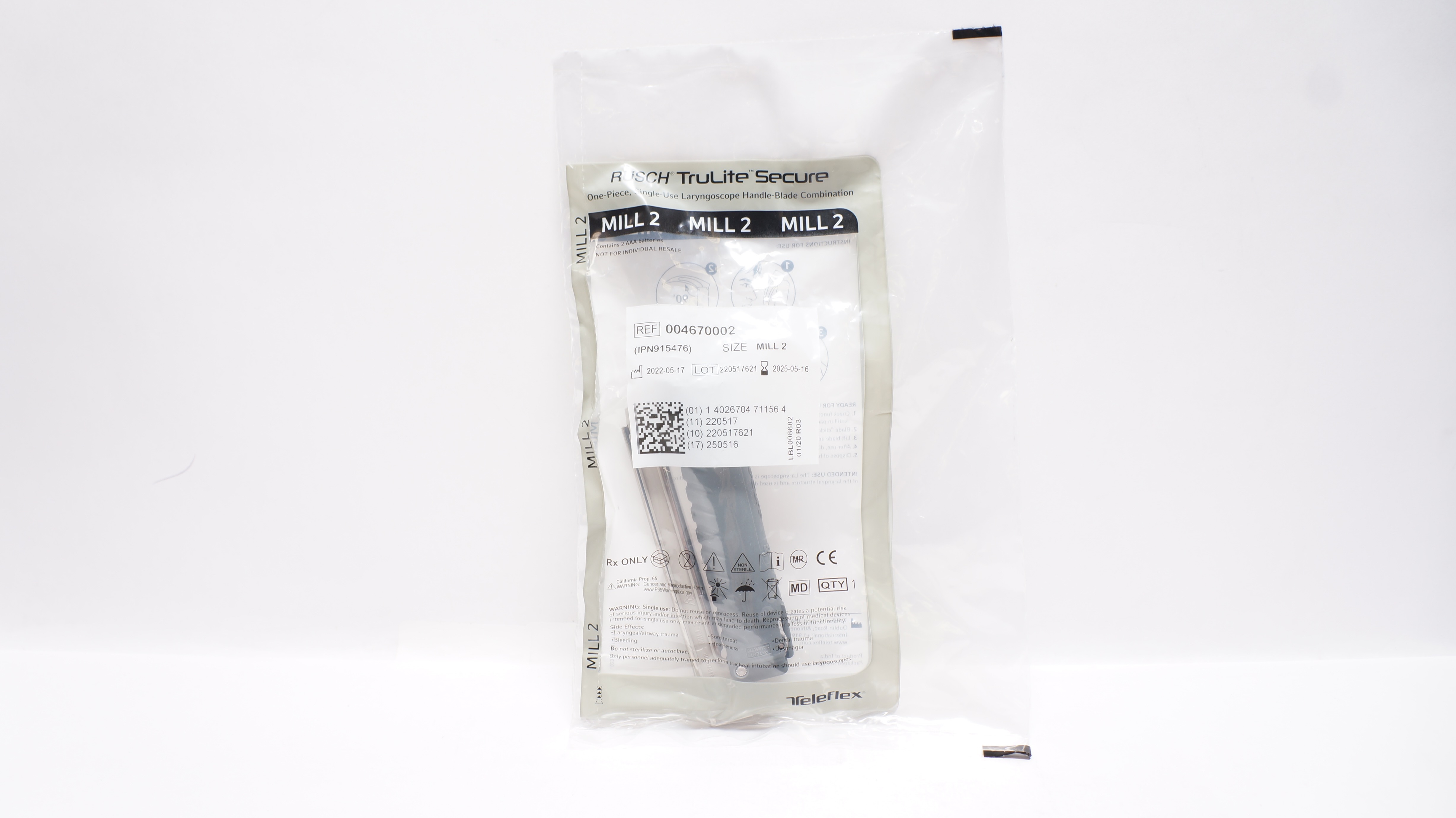 Teleflex 004670002 Rusch Secure Laryngoscope Handle-Blade Combination MILL 2