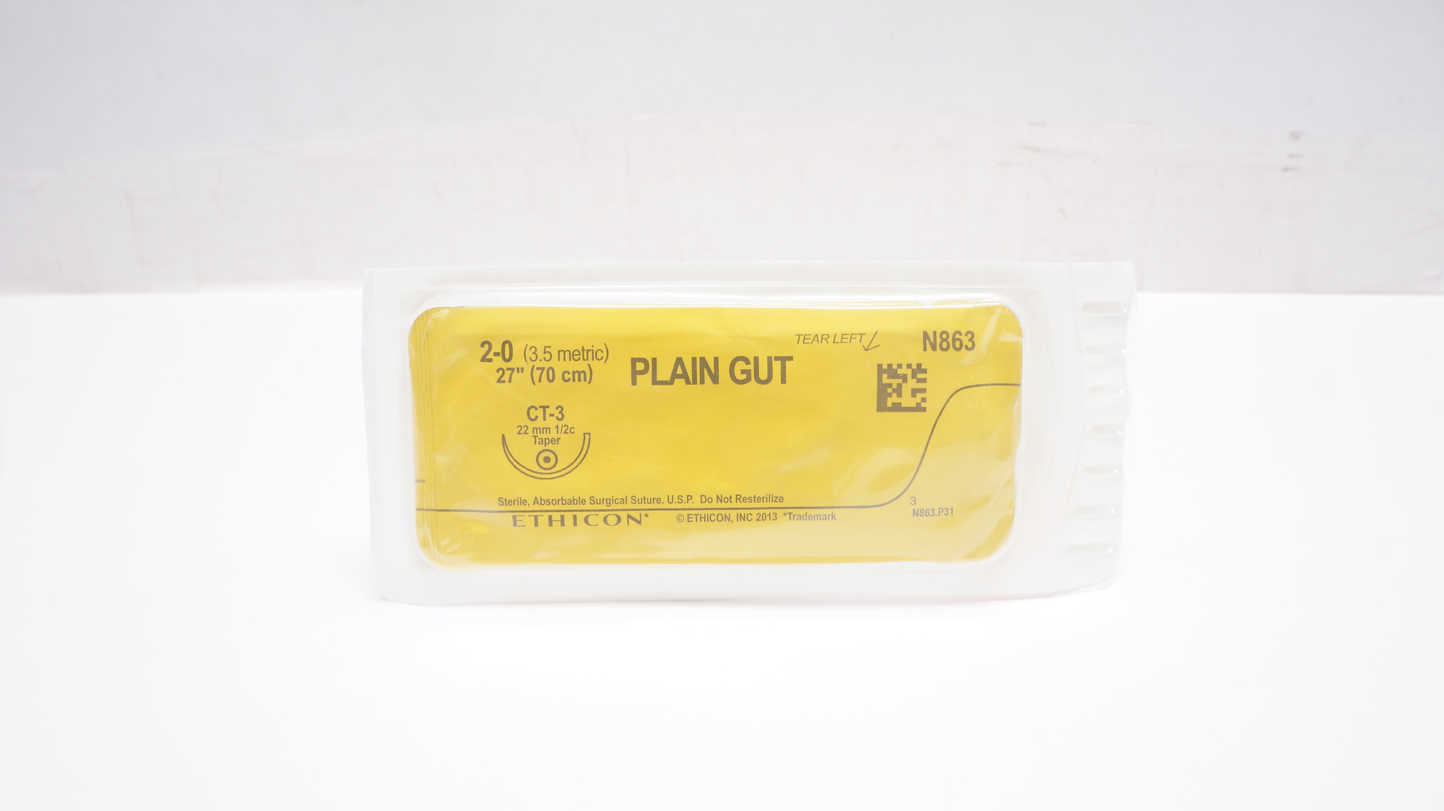 Ethicon N863 2-0 PLAIN GUT Surgical Stre CT-3 22mm 1/2c Taper, 27inch (x)