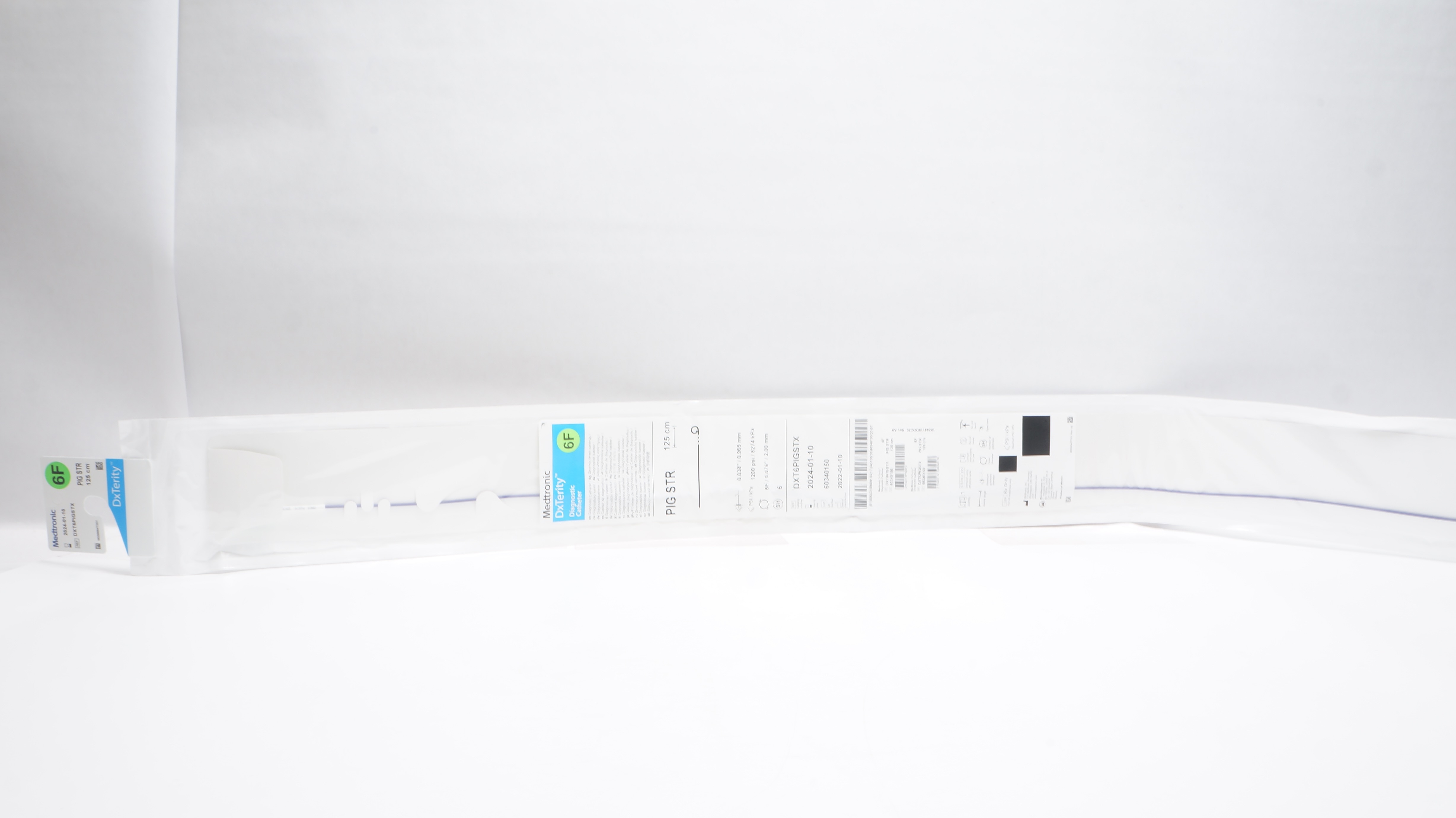Medtronic DXT6PIGSTX DxTerity Diagnostic Cath. PIG STR 125cm x 6F x 0.038inch(x)