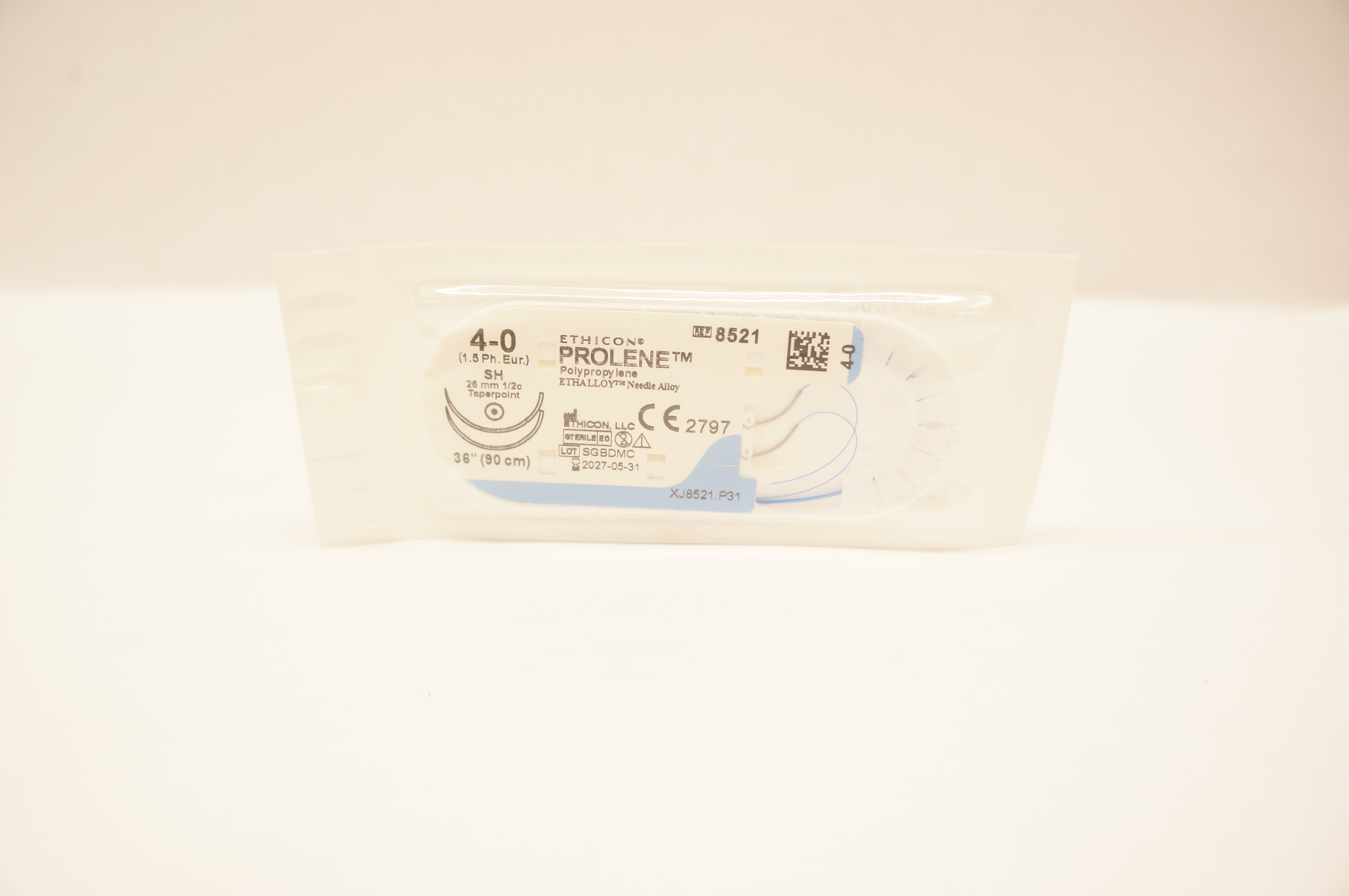 Ethicon 8521 4-0 Prolene Polypropylene Stre SH 26mm 1/2c Taperpoint 36 inch
