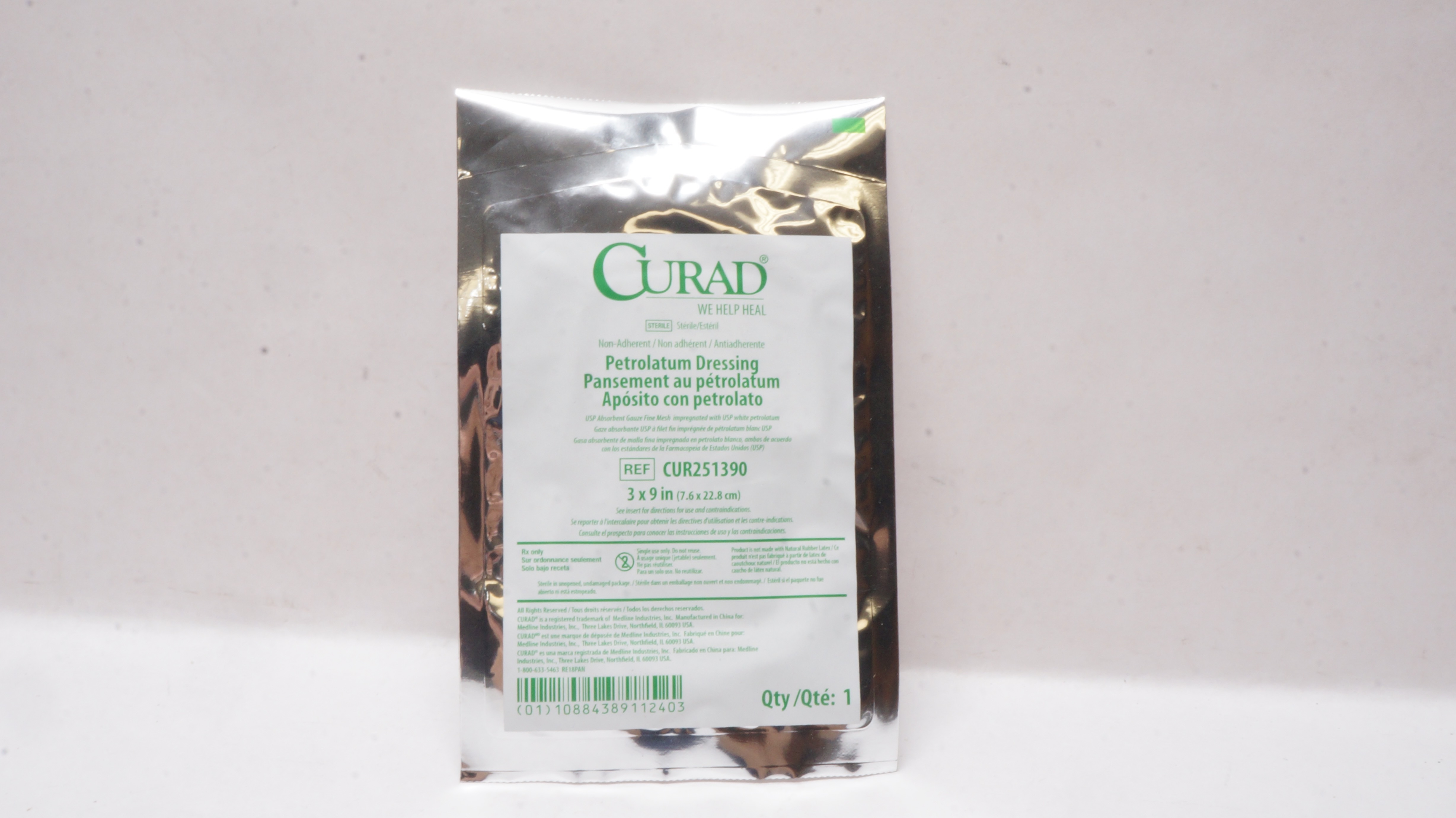 Medline CUR251390 Curad Petrolatum Dressing  3 inch x 9 inch (x)