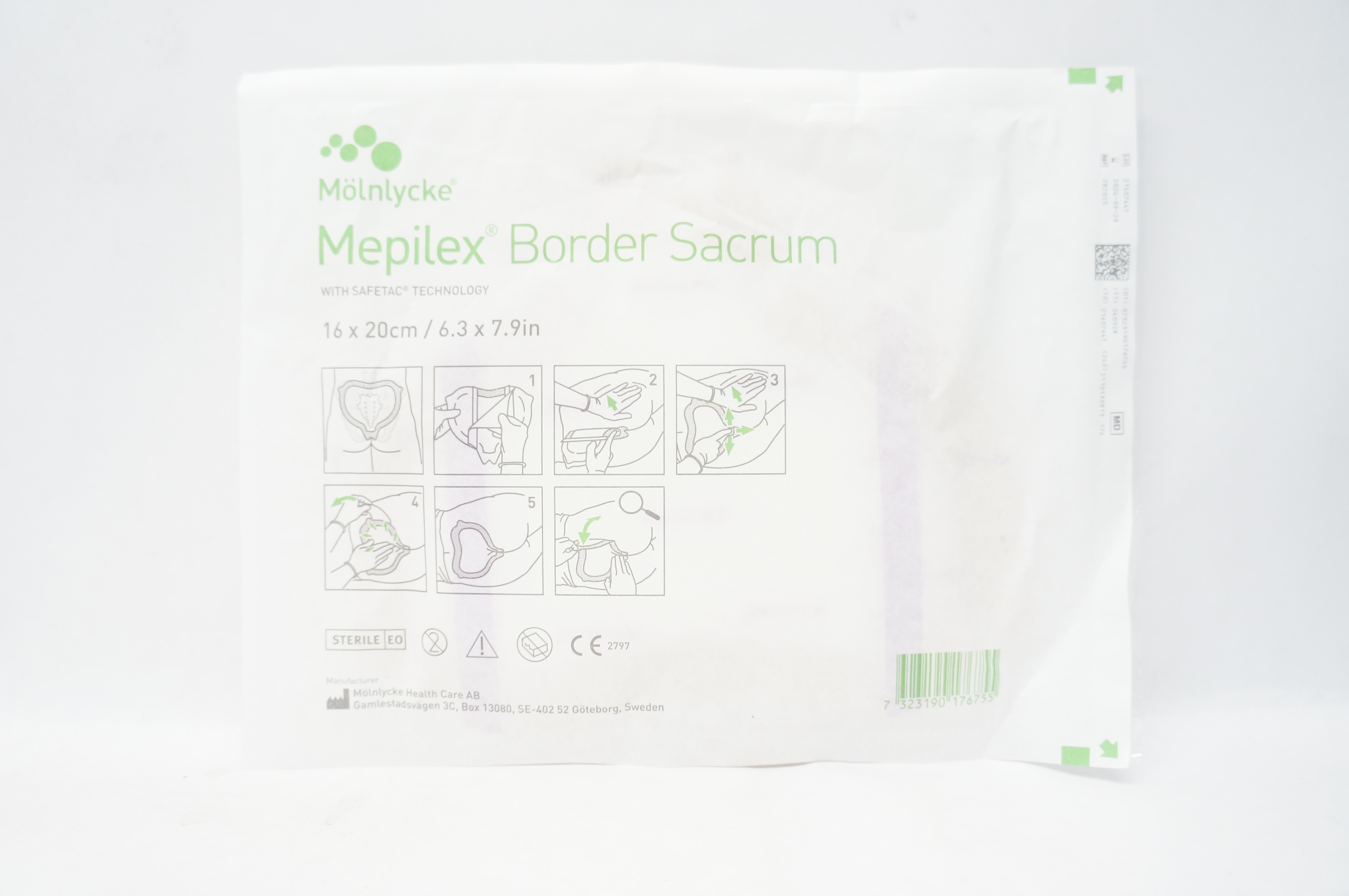 Molnlycke Health Care 282055 Mepilex Border Sacrum 6.3 x 7.9inch