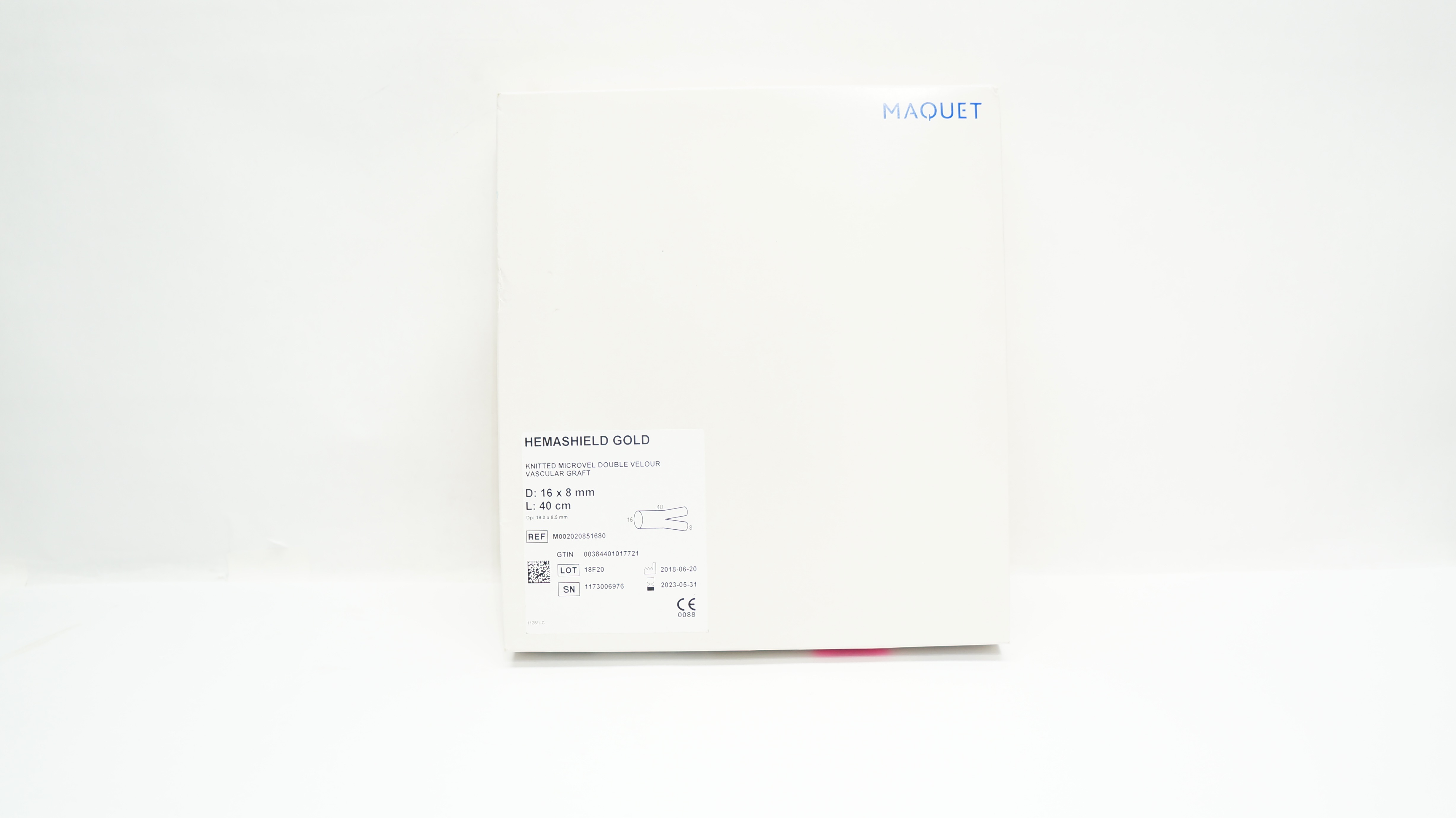 Maquet M002020851680 Hemashield Gold Knitted Vascular Graft 16 x 8mm x 40cm (x)