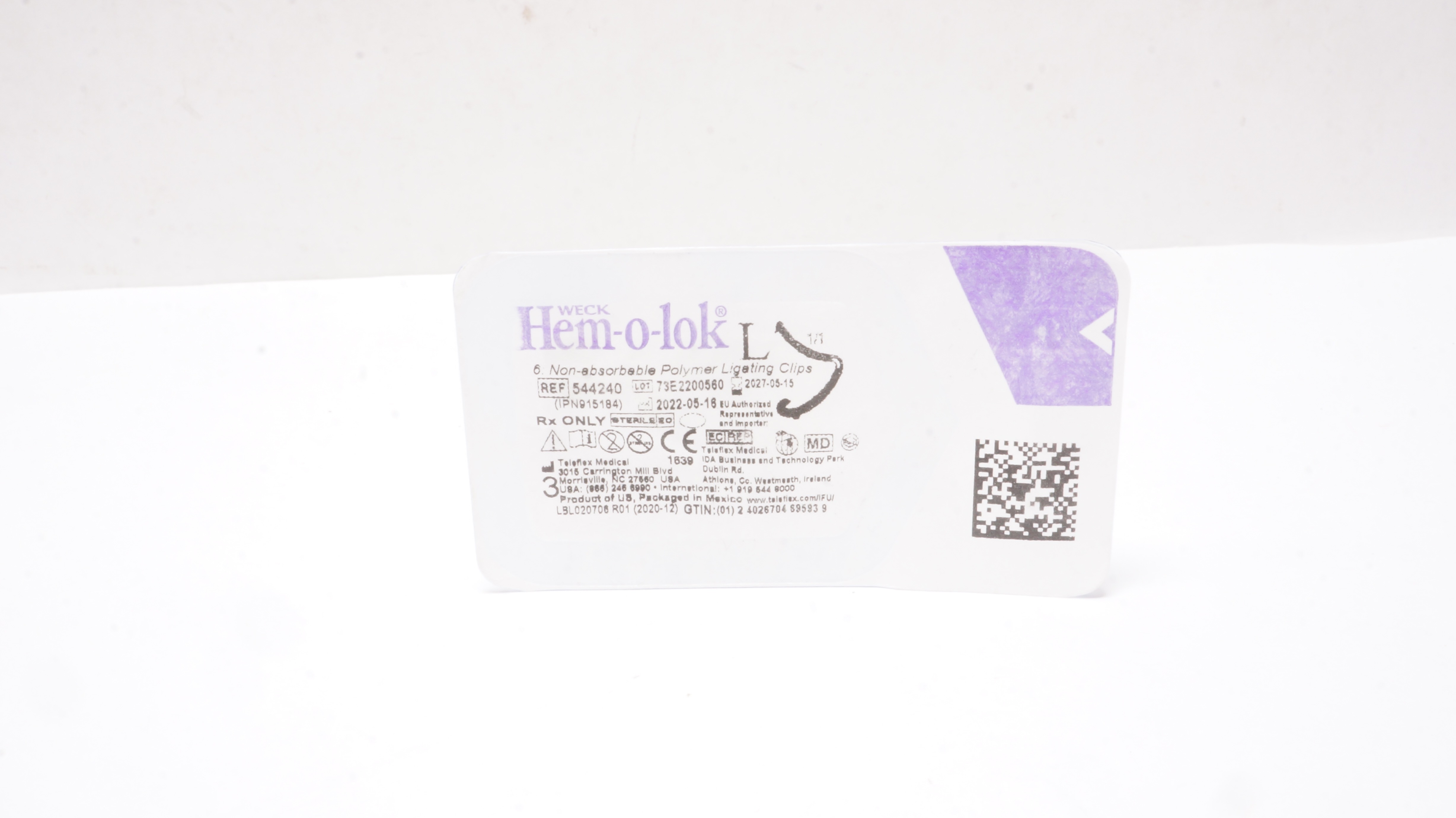 Teleflex 544240 Weck Hem-o-lok 6 Non-Absorbable Polymer Ligating Clips, Large