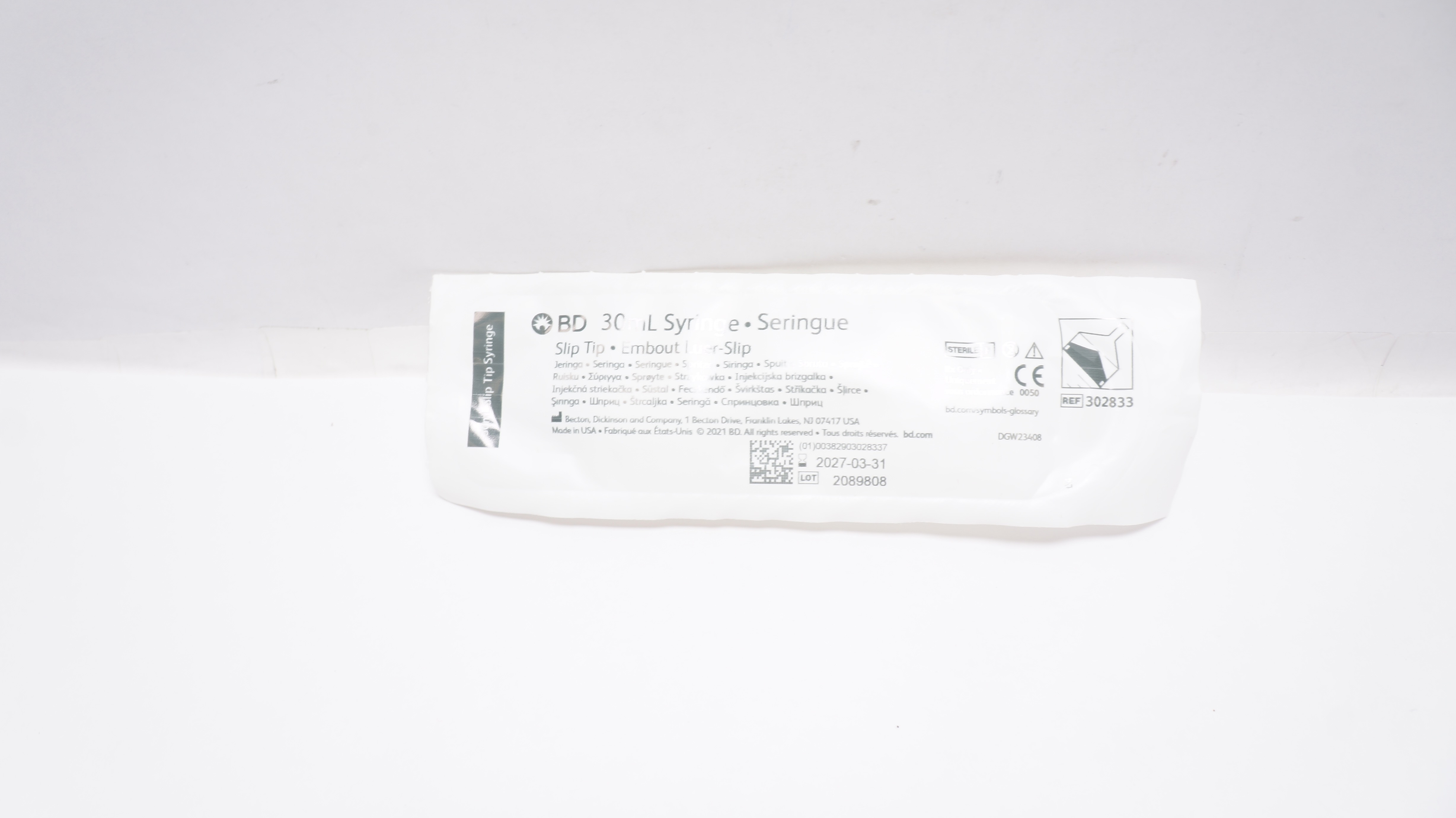 BD 302833 30 ml Syringe Slip Tip
