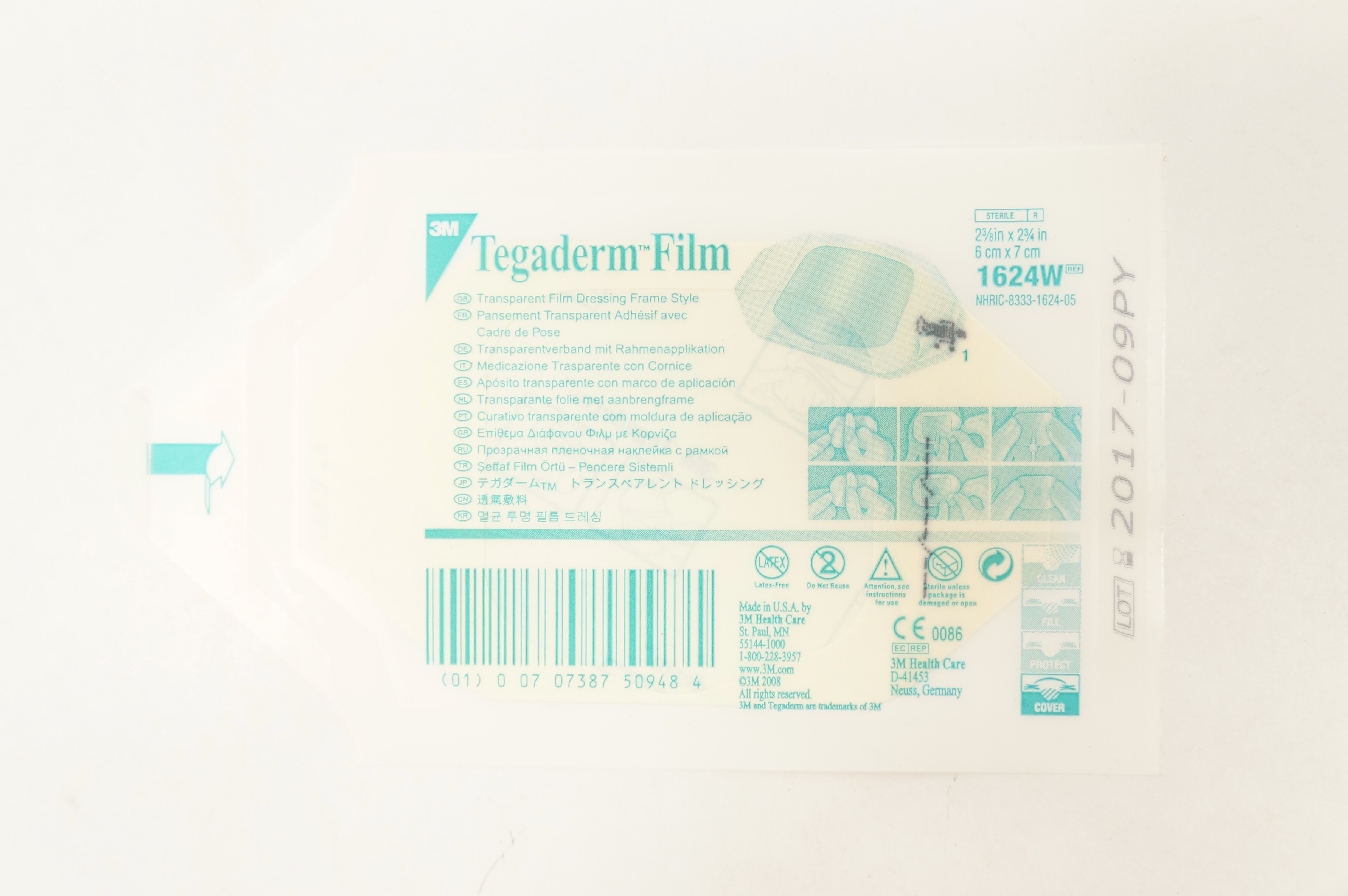 3M 1624W Tegaderm Transparent Film Dressing Frame 2-3/8x2-3/4inch (x)