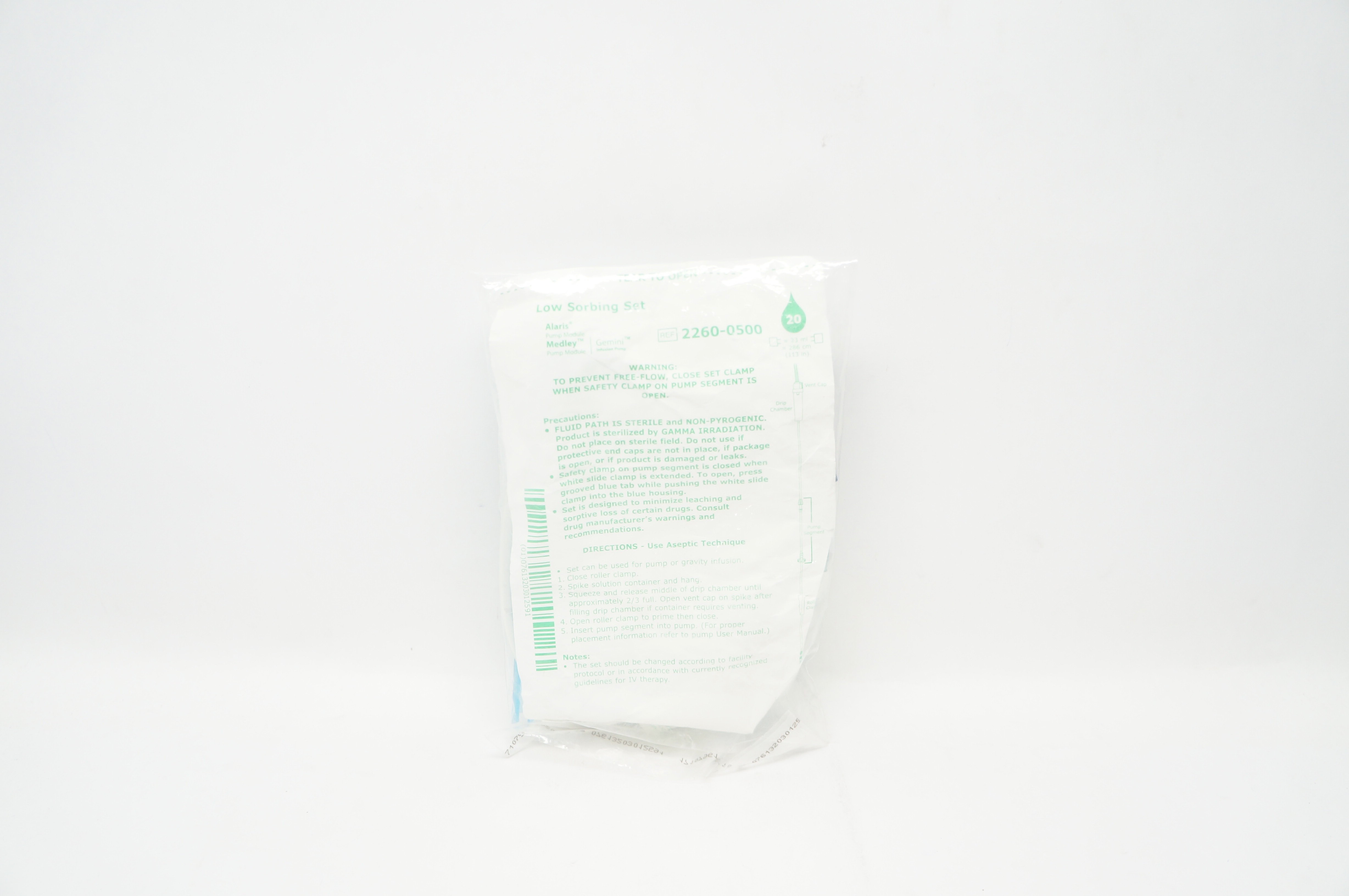 BD 22600500 Alaris Pump Infusion Set Low Sorbing Tubing 23mlx113inch 20Drops/ml