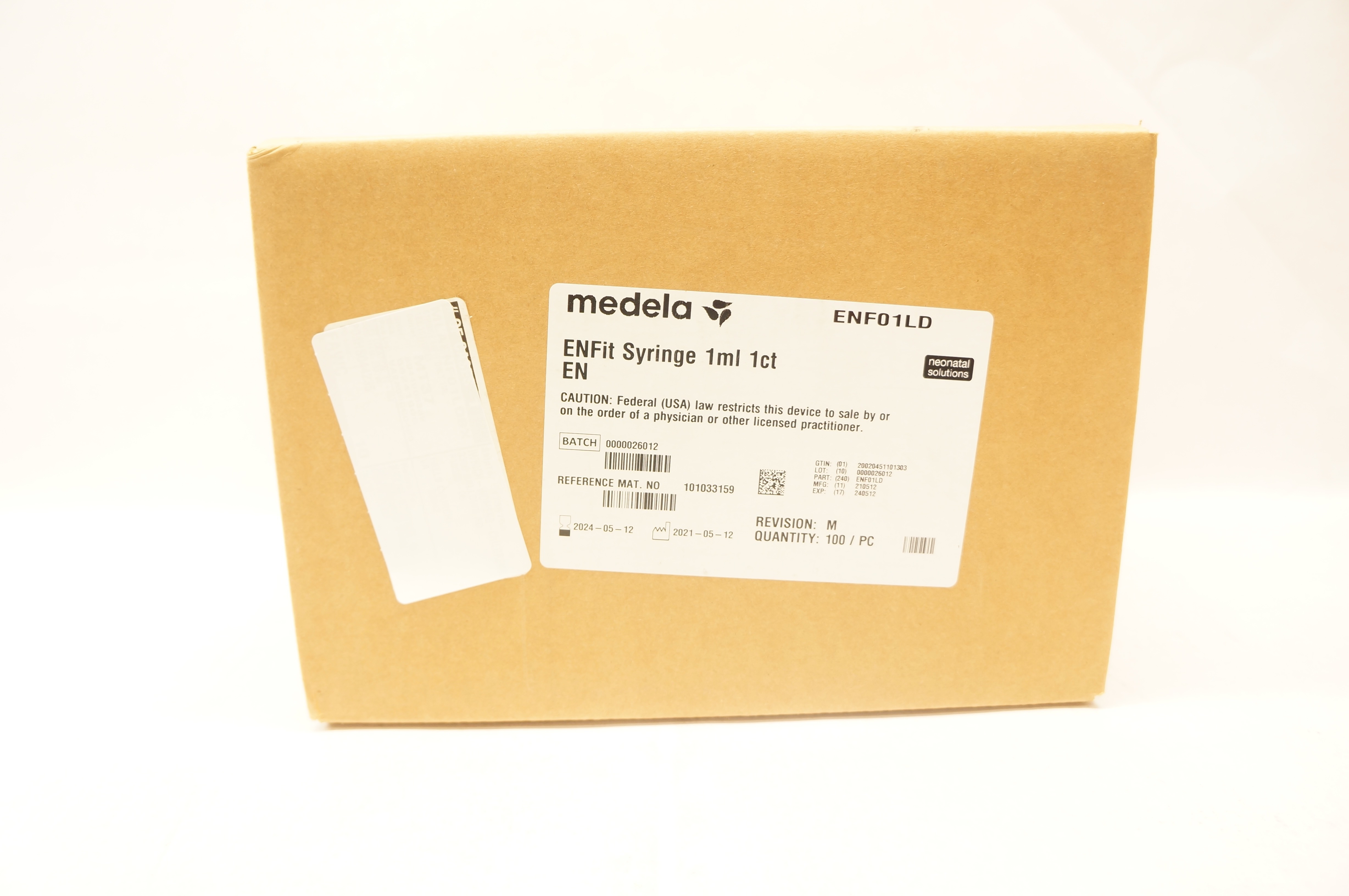 Medela 101033159 EnFit Syringe 1ml 1ct - Case of 100