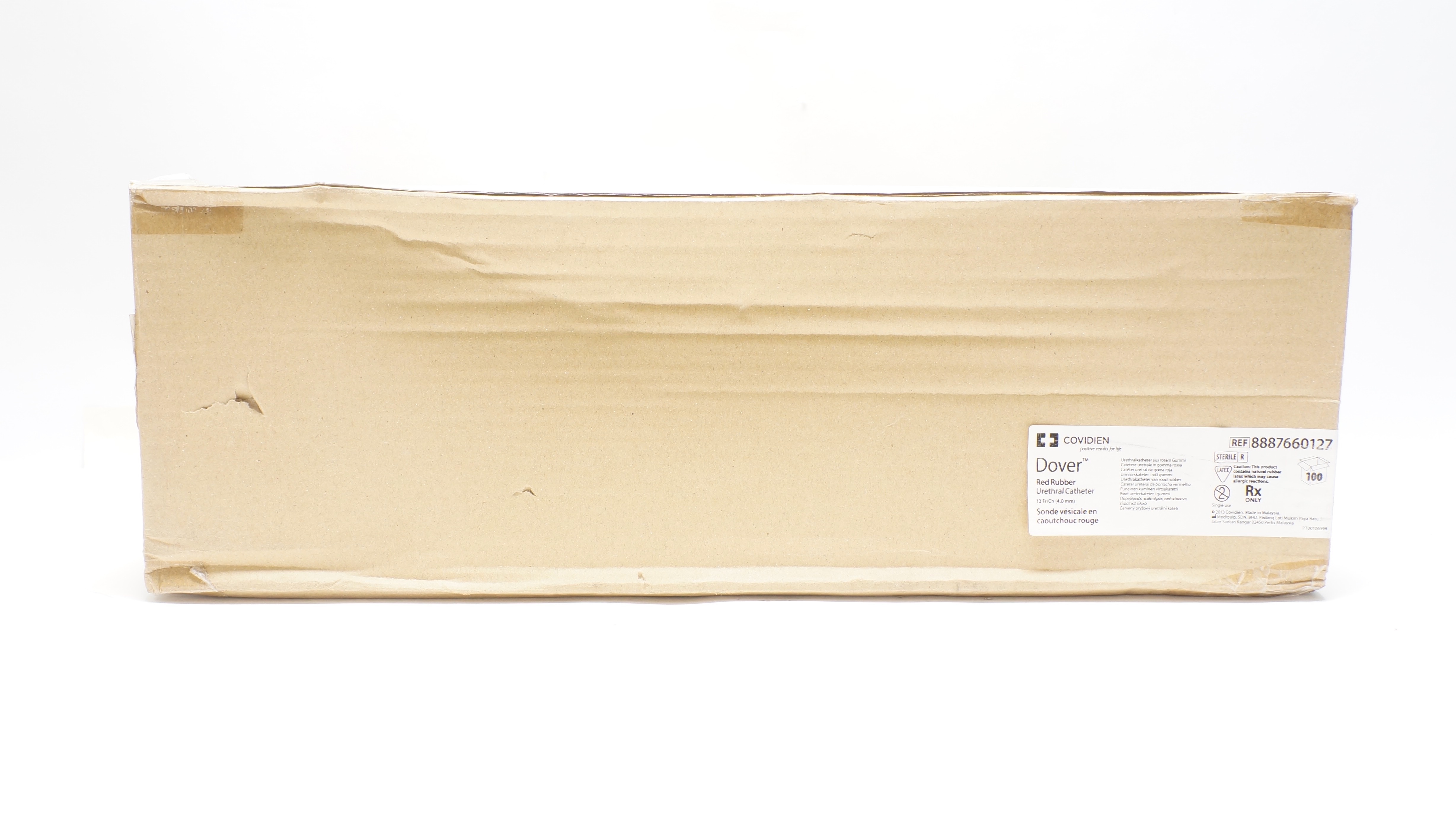 Covidien 8887660127 Dover Red Rubber Urethral Cath. 12Fr/Ch - Box of 100