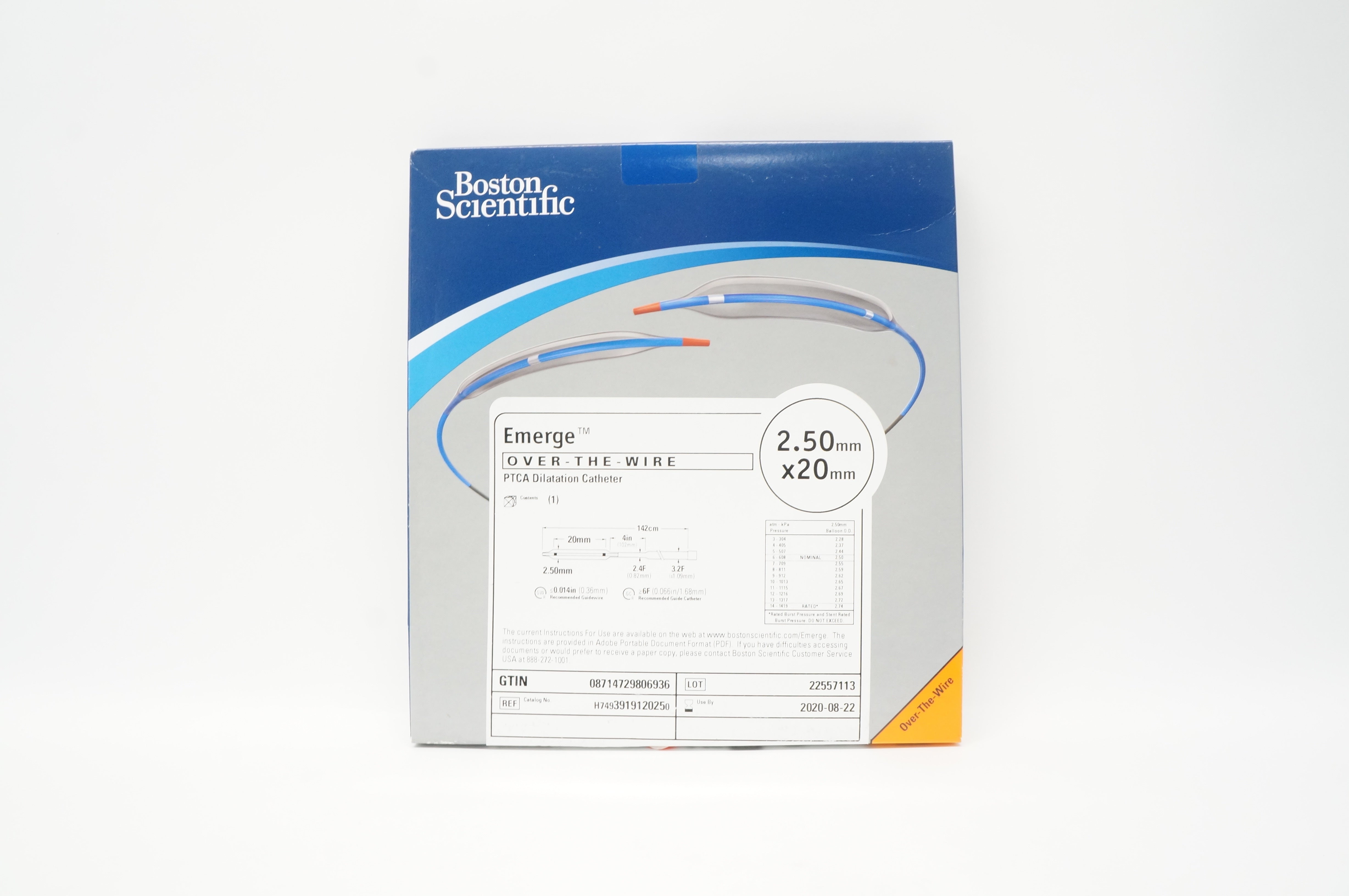 Boston Scientific 391912025 Over-the-Wire PTCA Dilatation Cath 2.50mm x 20mm (x)