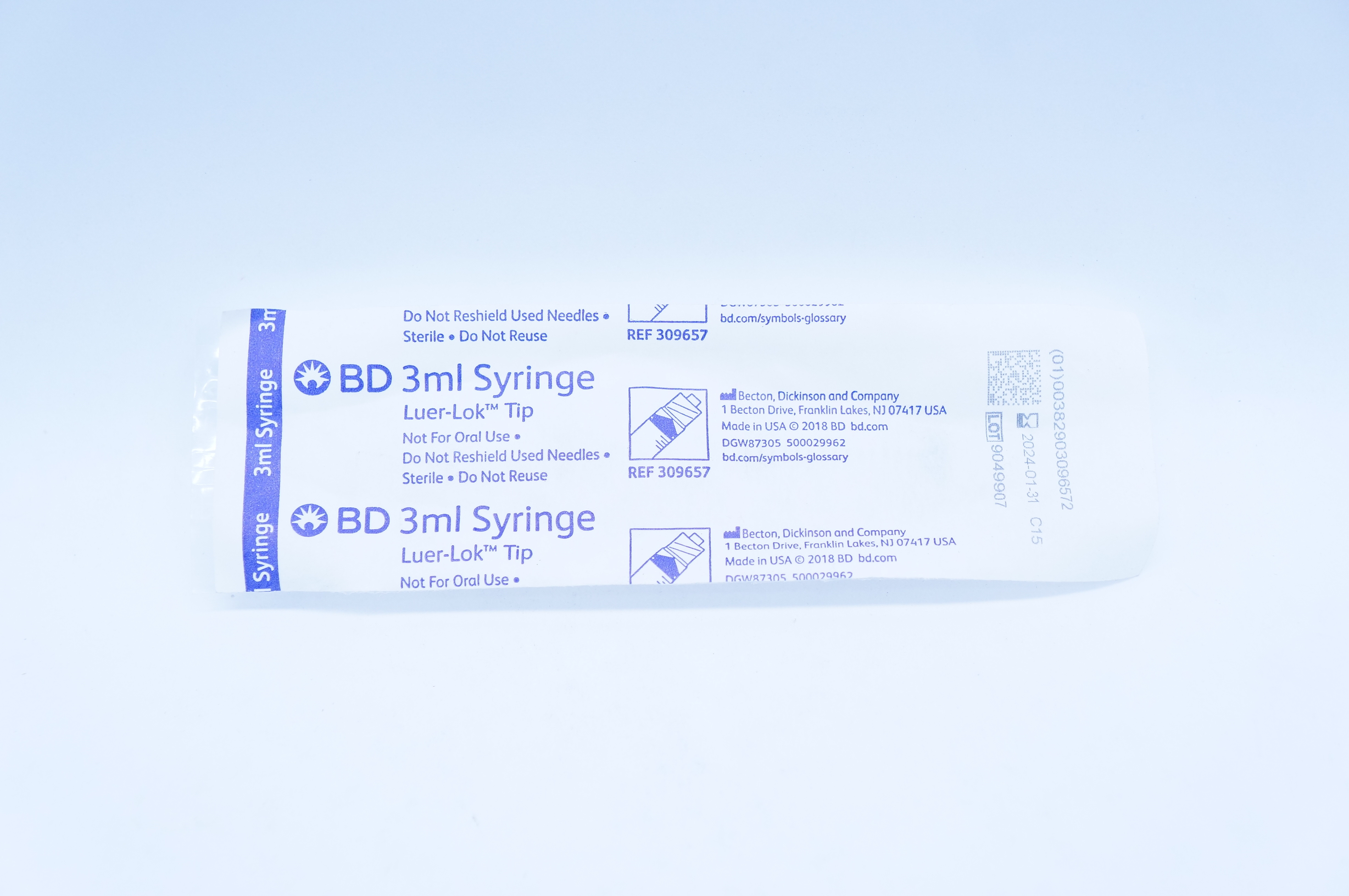 BD 309657 Luer-Lok Tip Syringe 3ml