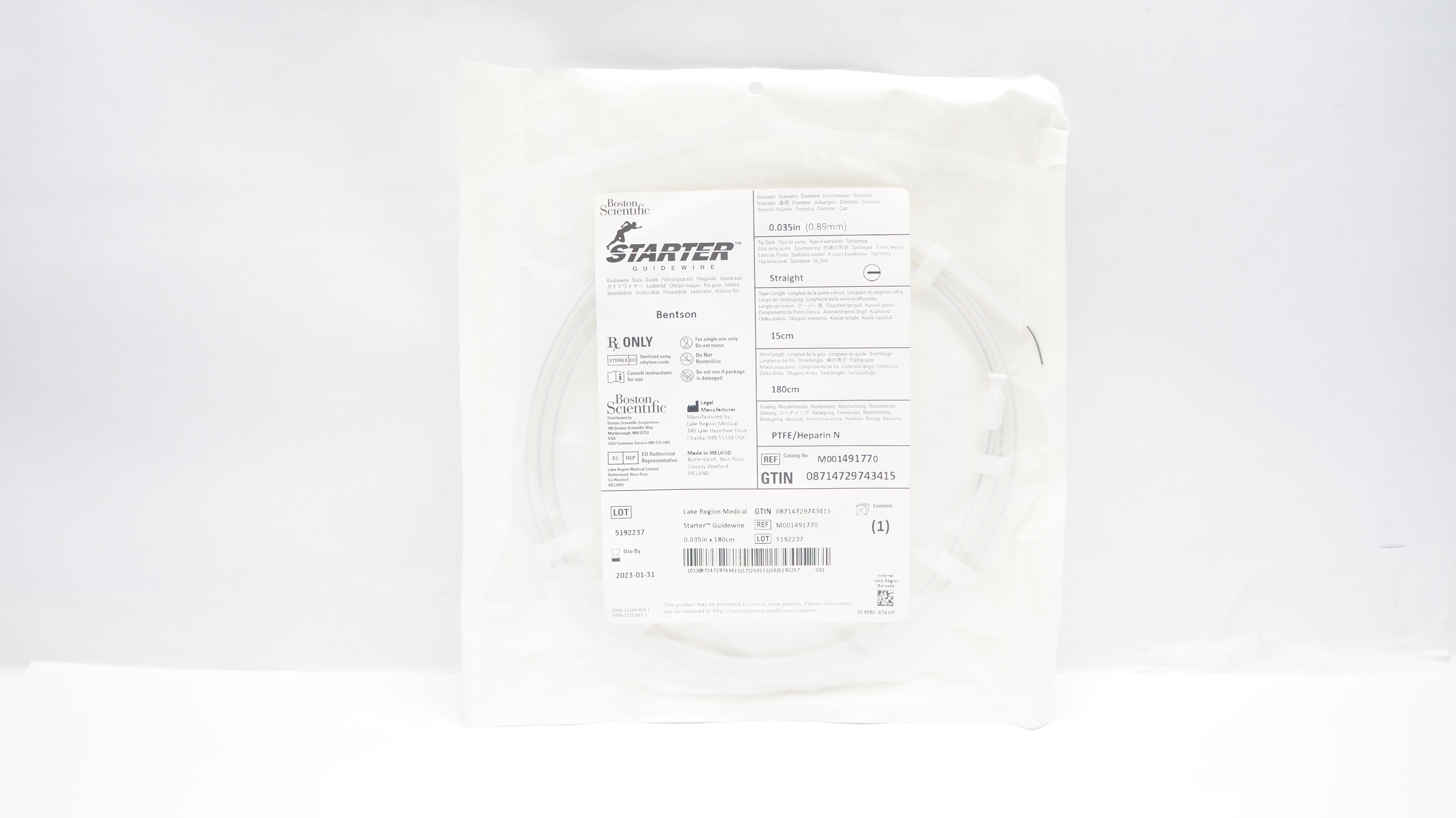 Boston Scientific M001491770 Starter Guidewire 180cm x 15cm x 0.035inch (x)