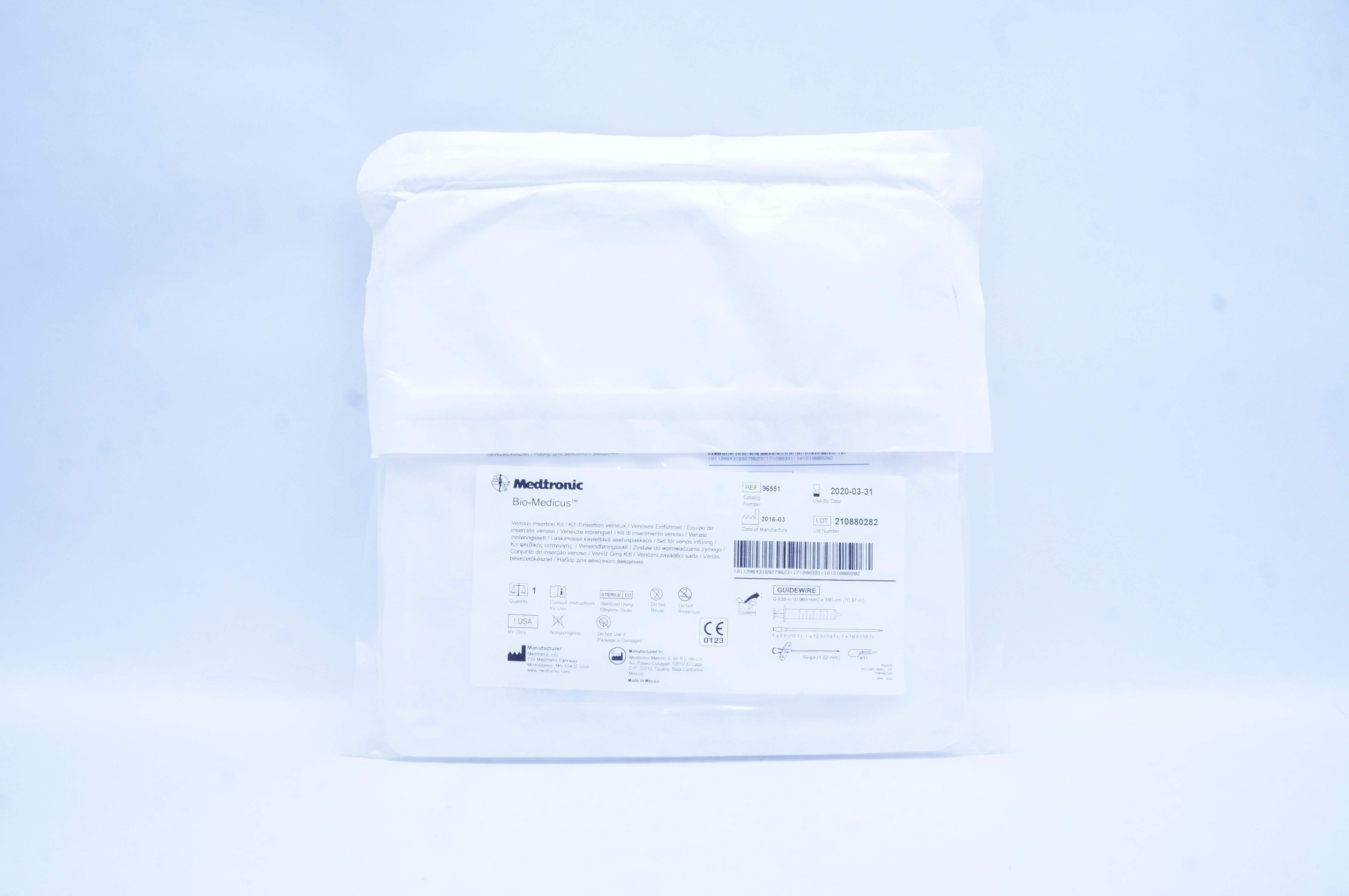 Medtronic 96551 Bio-Medicus Venous Insertion Kit 0.038 inch x 180 cm (x)