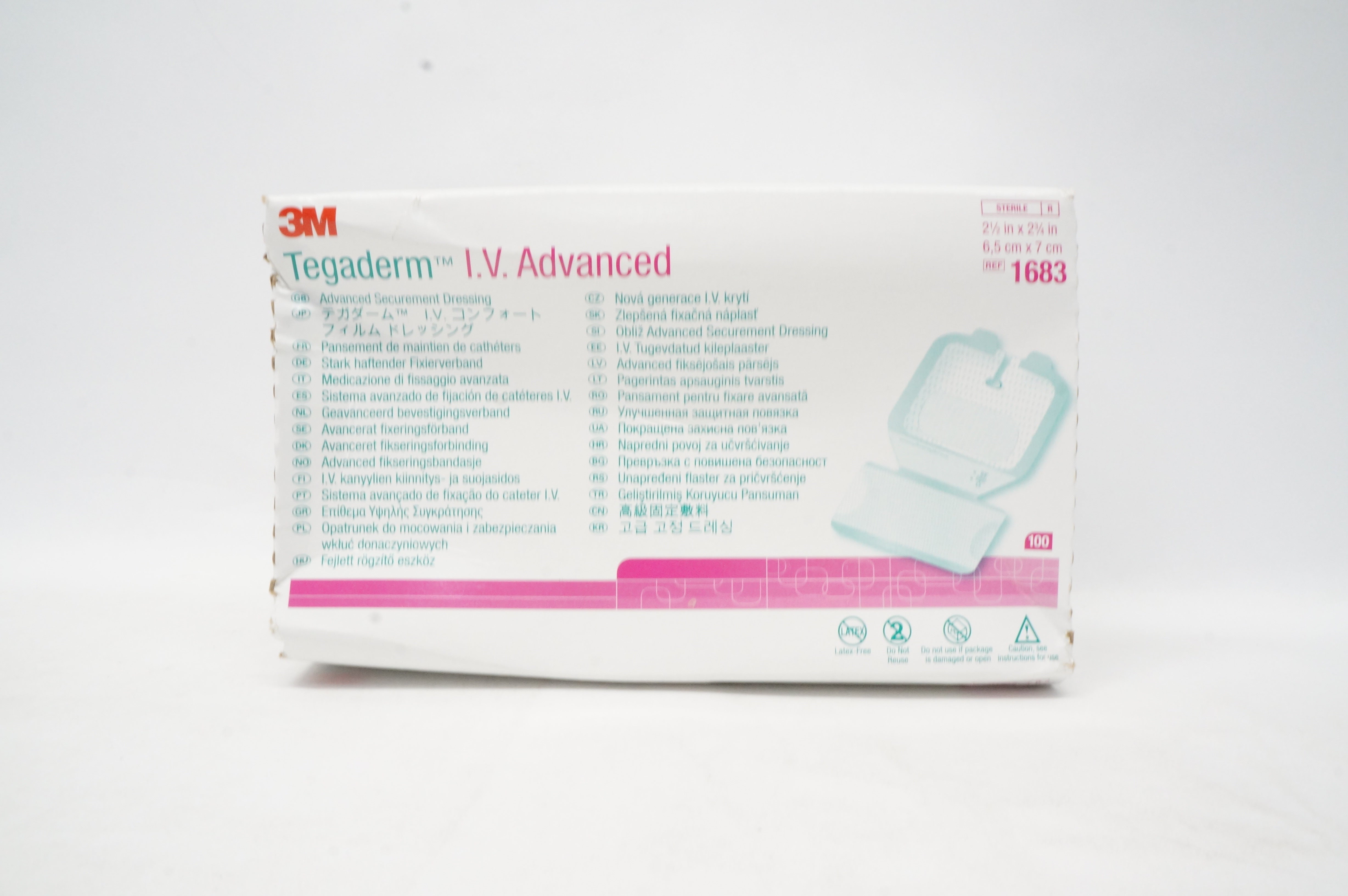 3M 1683 Tegaderm I.V. Advanced Securement Dressing 2-1/2 x 2-3/4 in - Box of 71