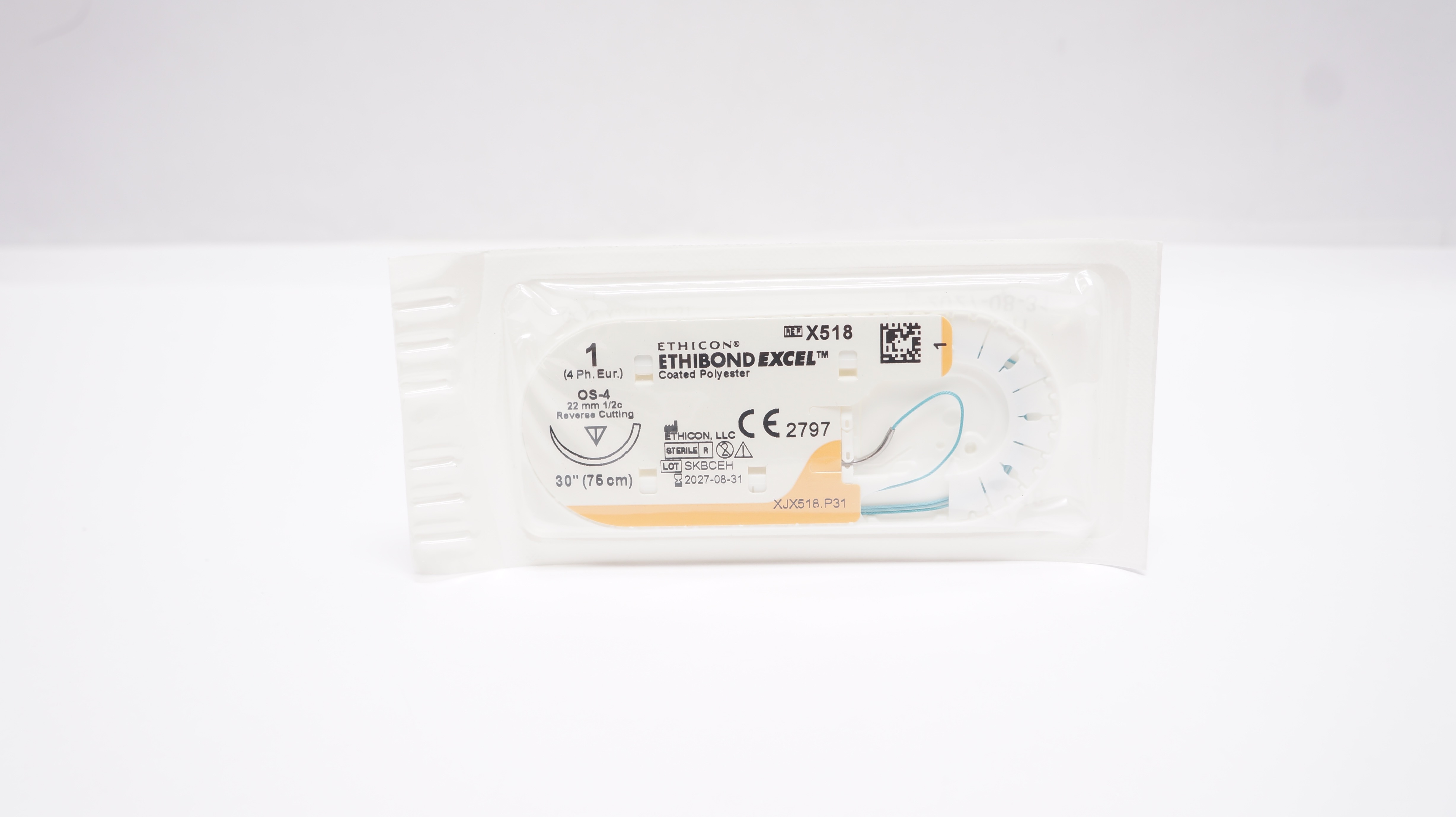 Ethicon X518 1 ETHIBOND EXCEL, OS-4, 22mm 1/2c Reverse Cutting, 30inch