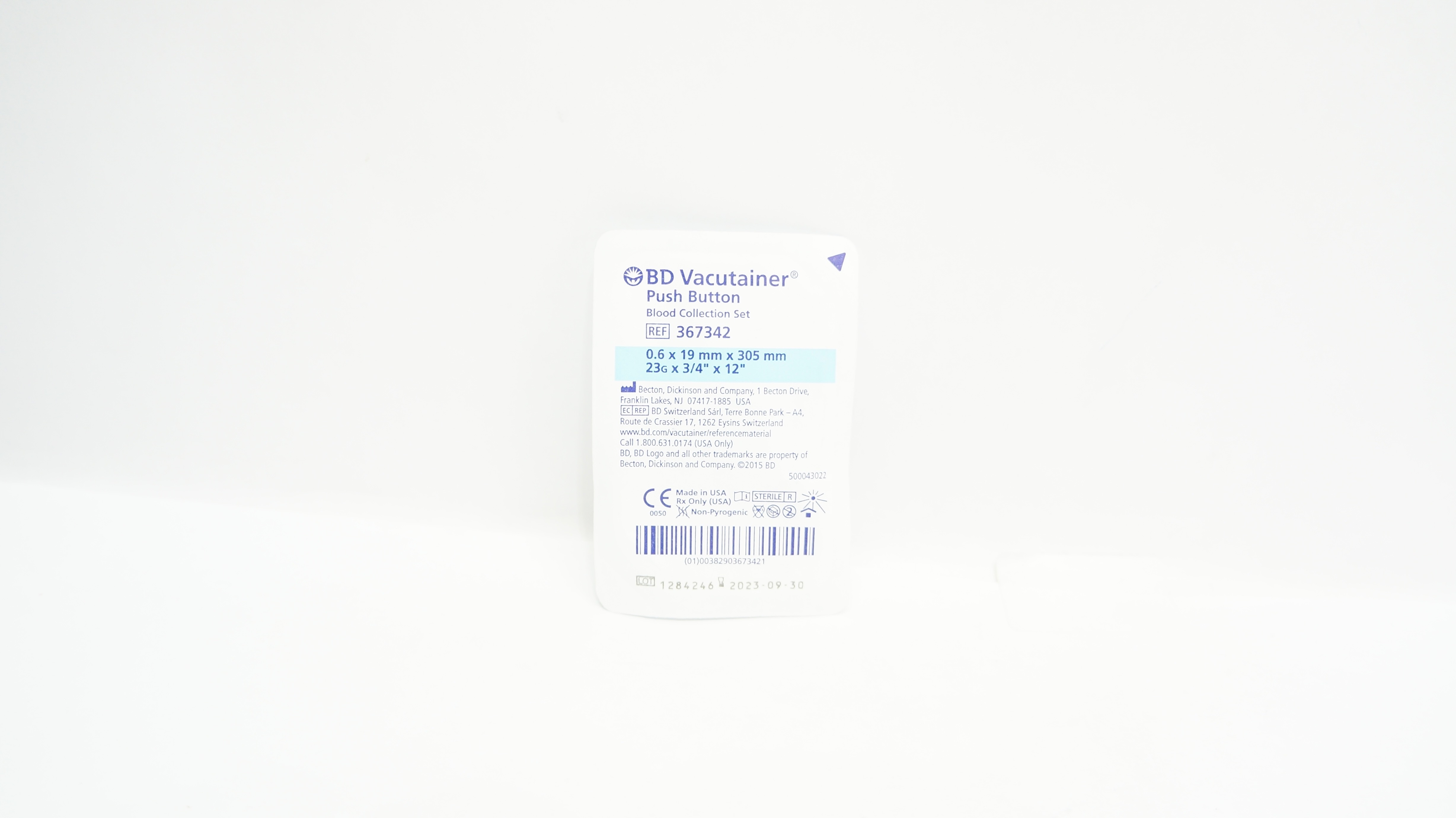 BD 367342 Vacutainer Push Button Blood Collection Set 23G x 3/4inch x 12inch (x)